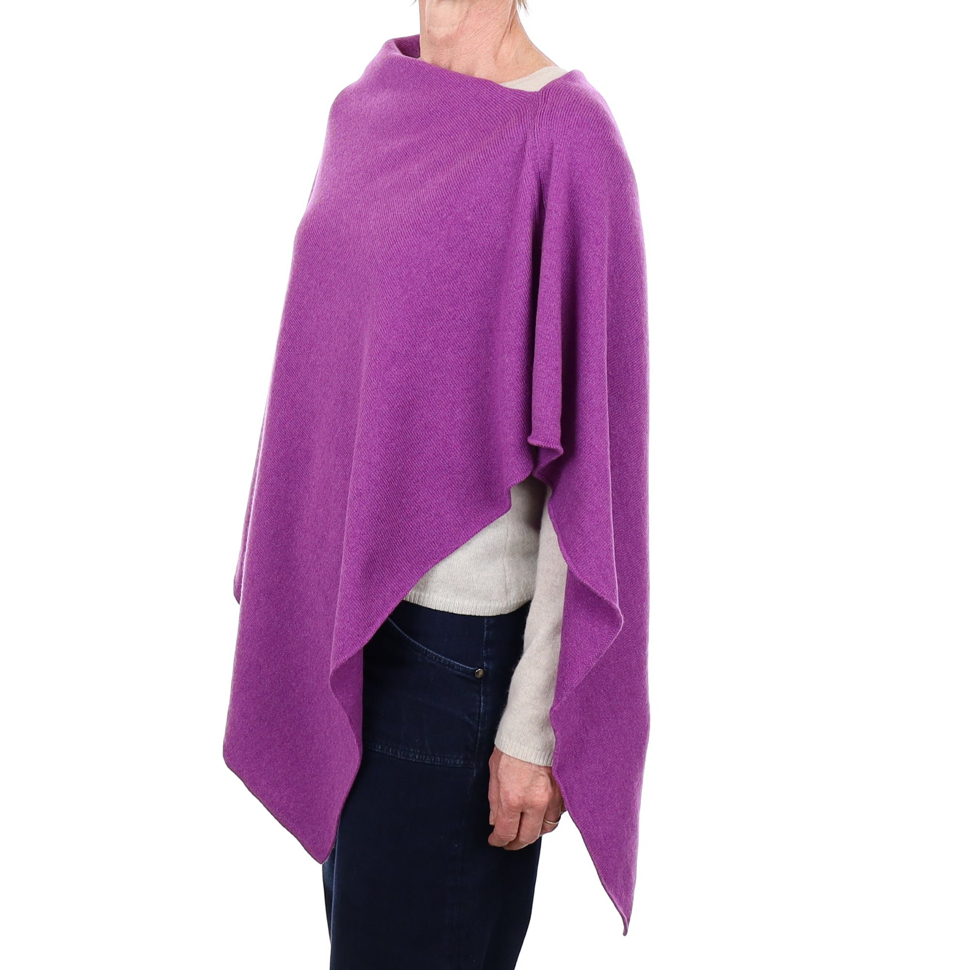 Brand New Scottish Orchid Purple Cashmere Poncho One Size
