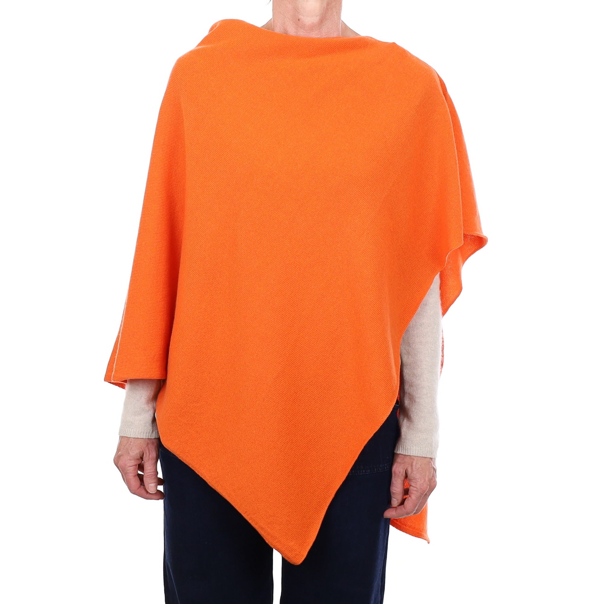 Brand New Scottish Tangerine Orange Cashmere Poncho One Size