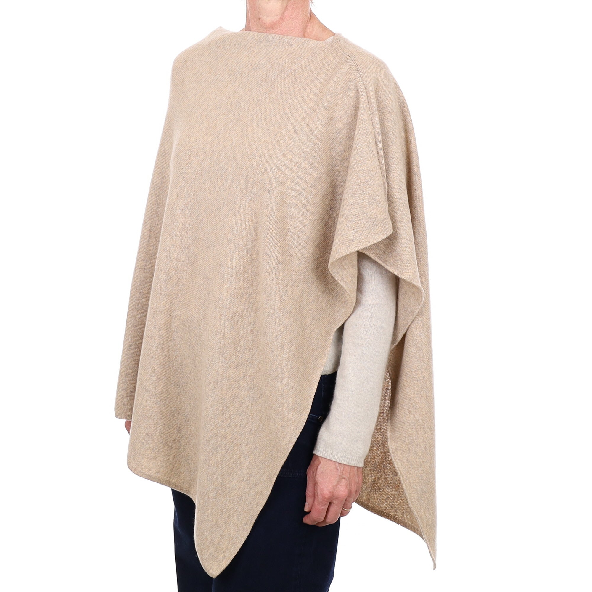 Brand New Scottish Biscuit Beige Cashmere Poncho One Size