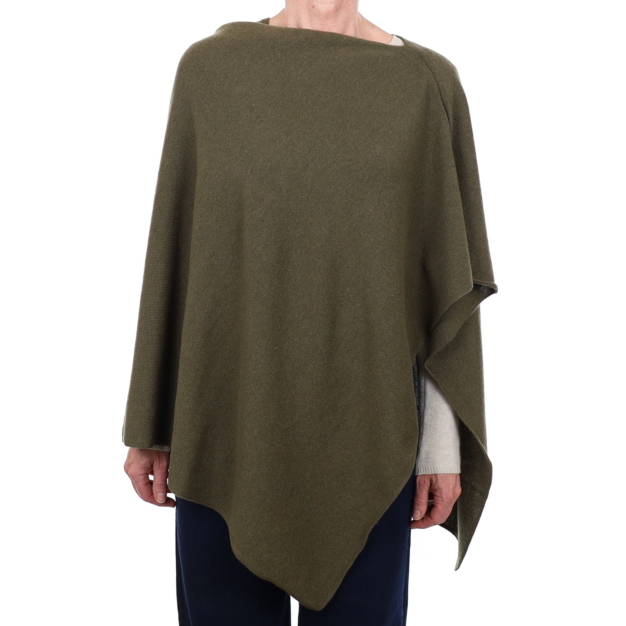 Brand New Scottish Khaki Green Cashmere Poncho One Size