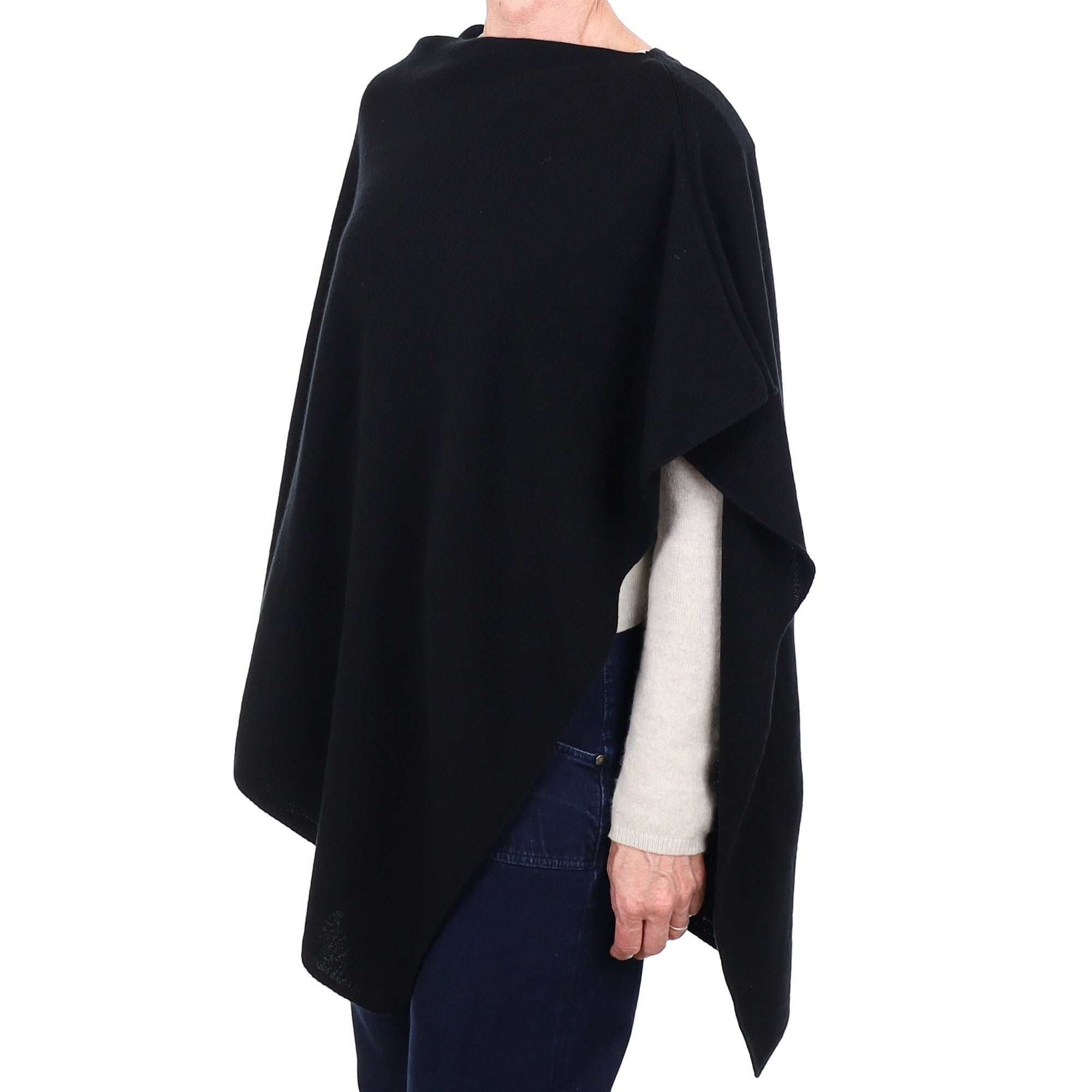 Brand New Scottish Black Cashmere Poncho One Size