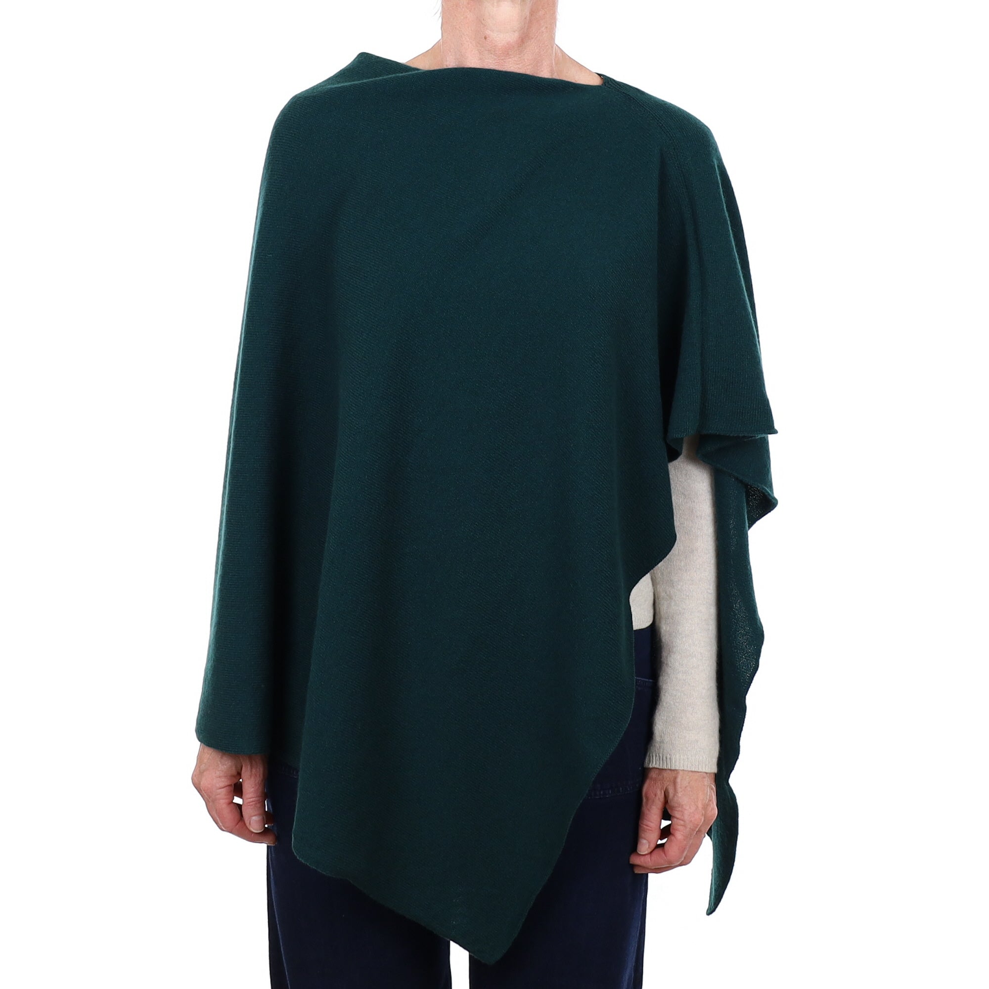 Brand New Scottish Deep Forest Green Cashmere Poncho One Size