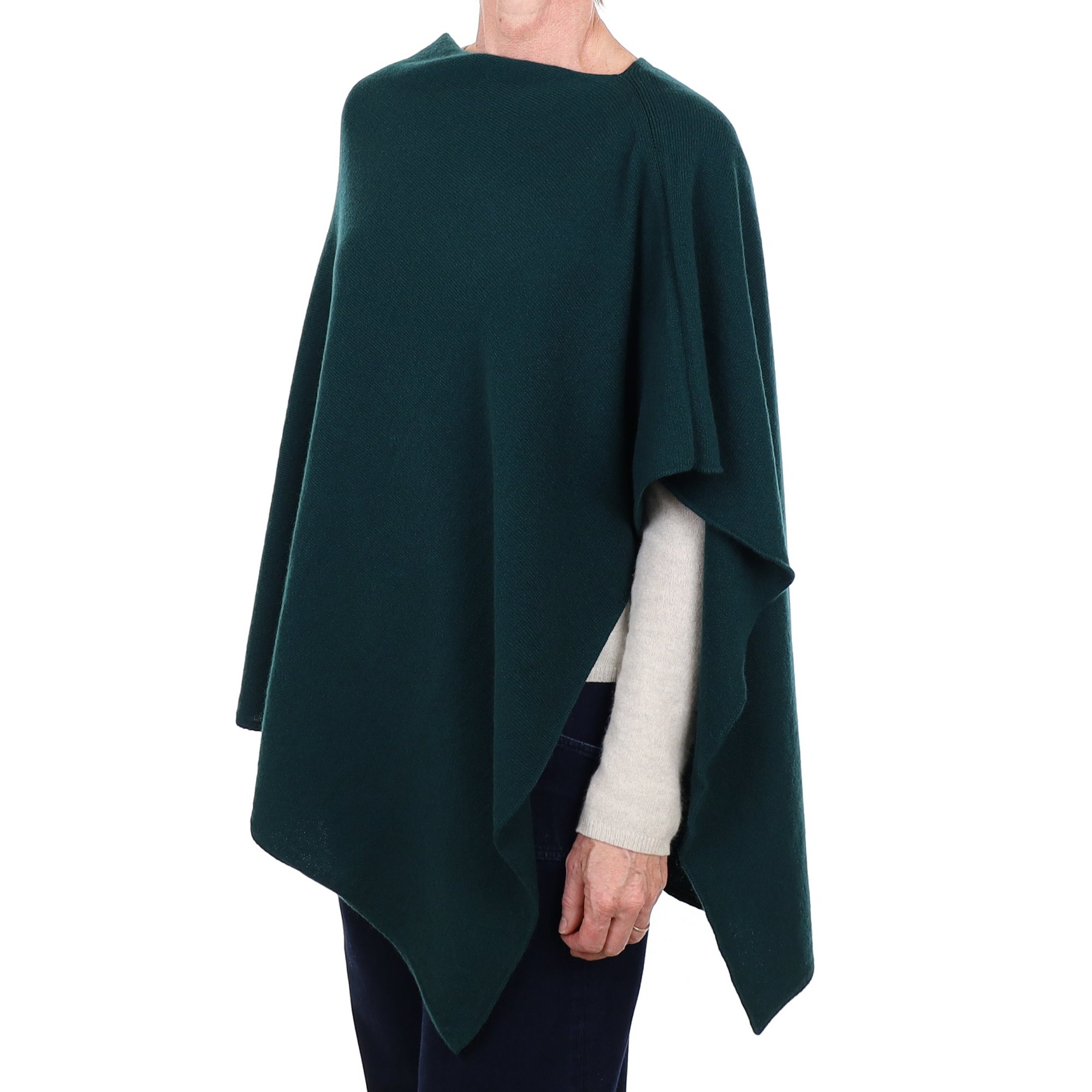 Brand New Scottish Deep Forest Green Cashmere Poncho One Size