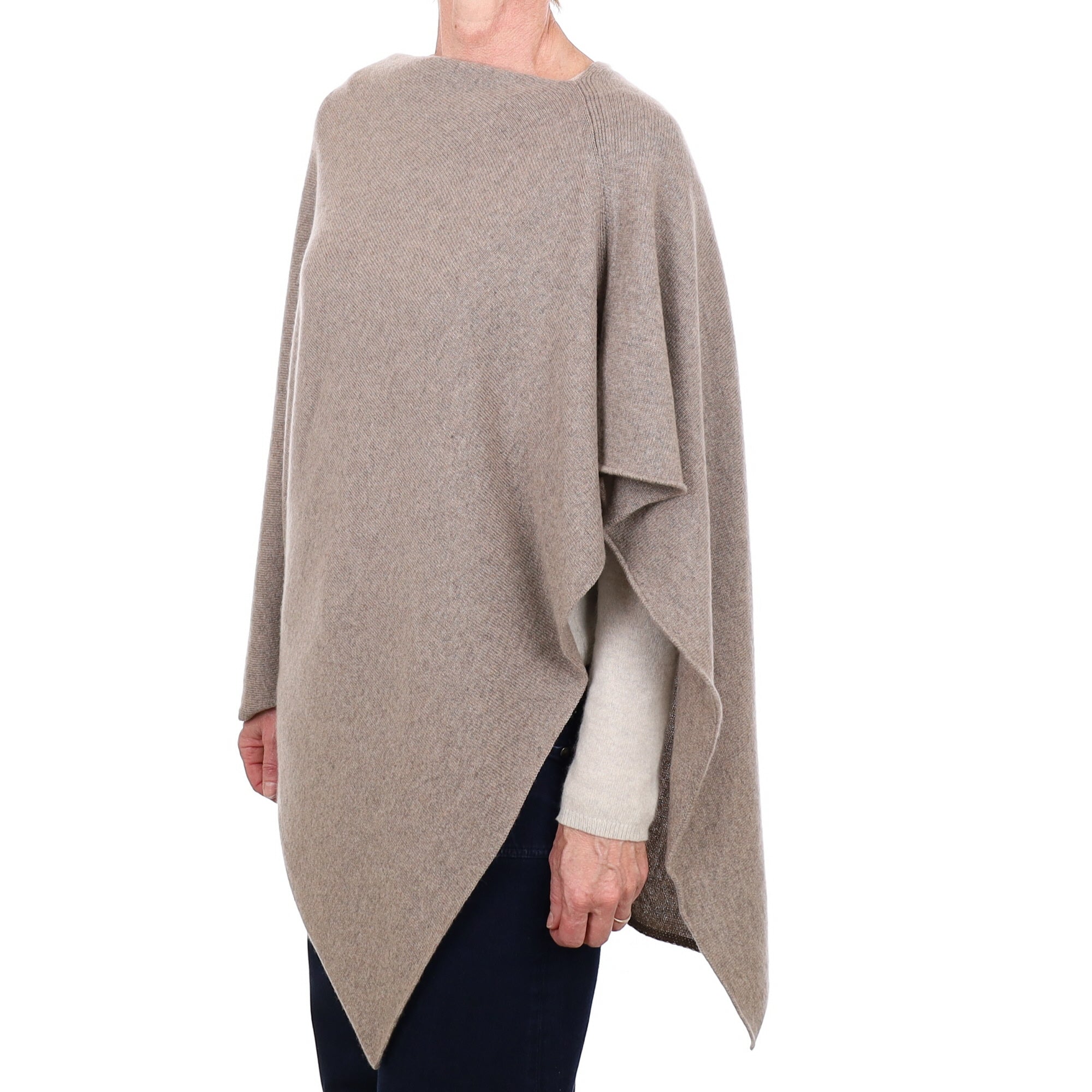 Brand New Scottish Mocha Brown Cashmere Poncho One Size