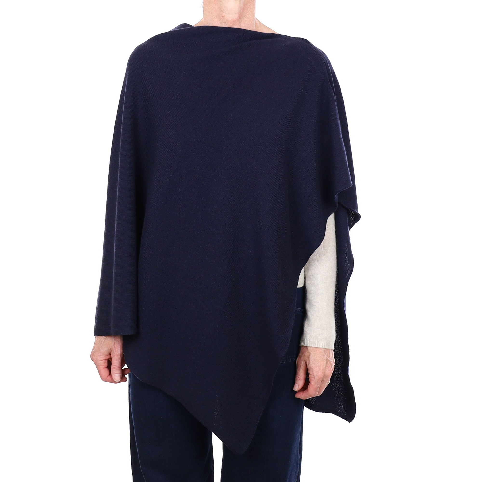 Brand New Scottish Navy Blue Cashmere Poncho One Size