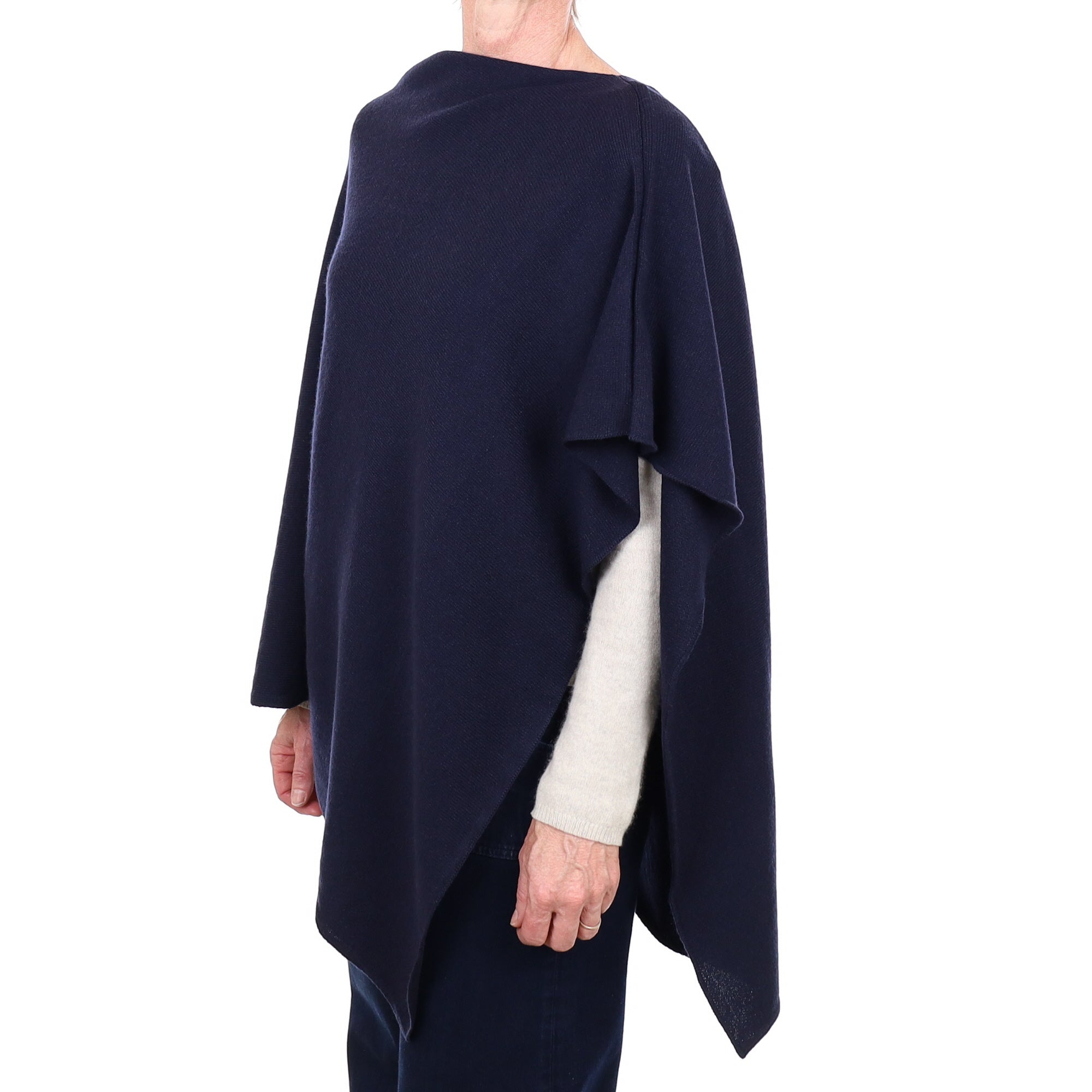 Brand New Scottish Navy Blue Cashmere Poncho One Size