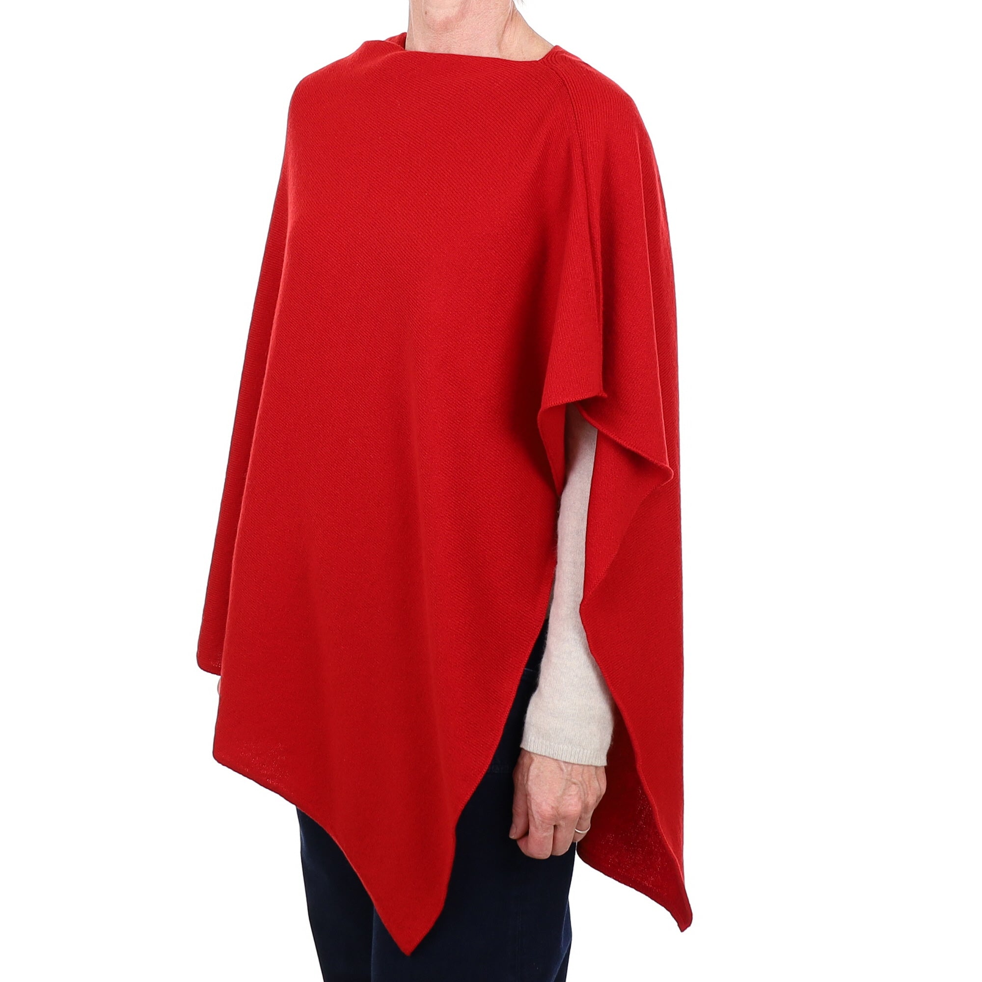 Brand New Scottish Scarlet Red Cashmere Poncho One Size