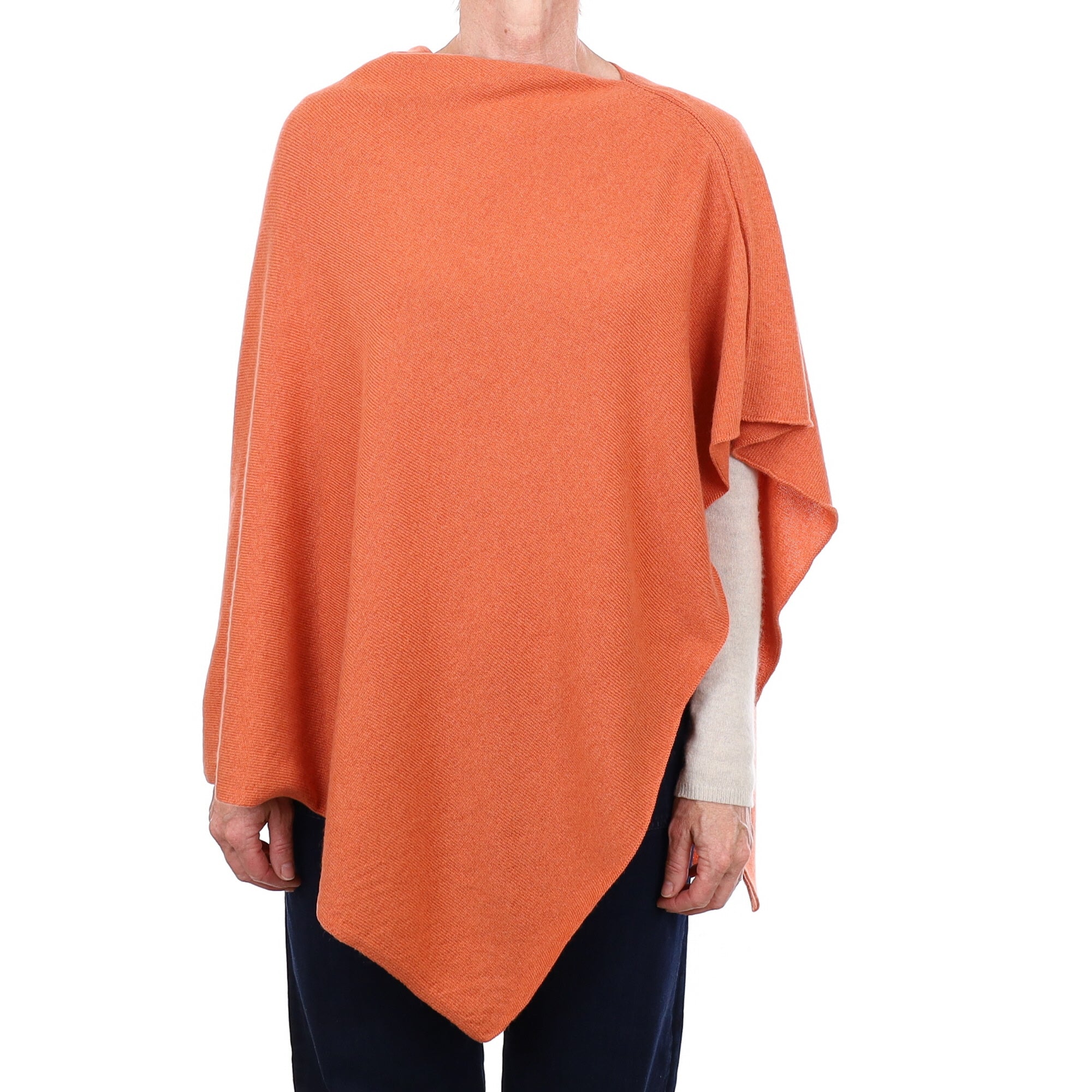 Brand New Scottish Coral Orange Cashmere Poncho One Size