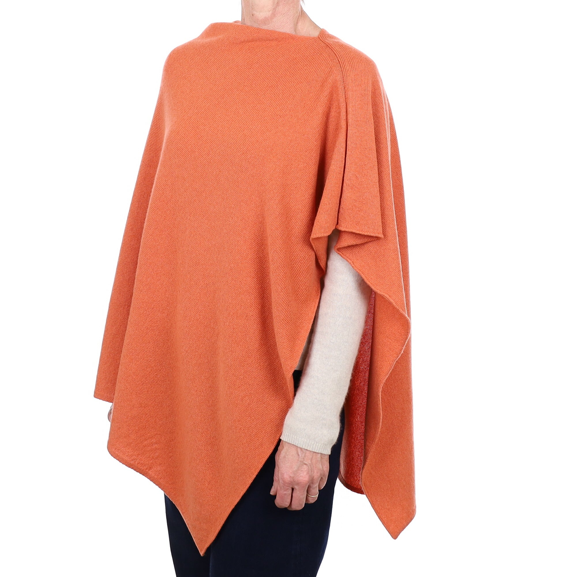 Brand New Scottish Coral Orange Cashmere Poncho One Size
