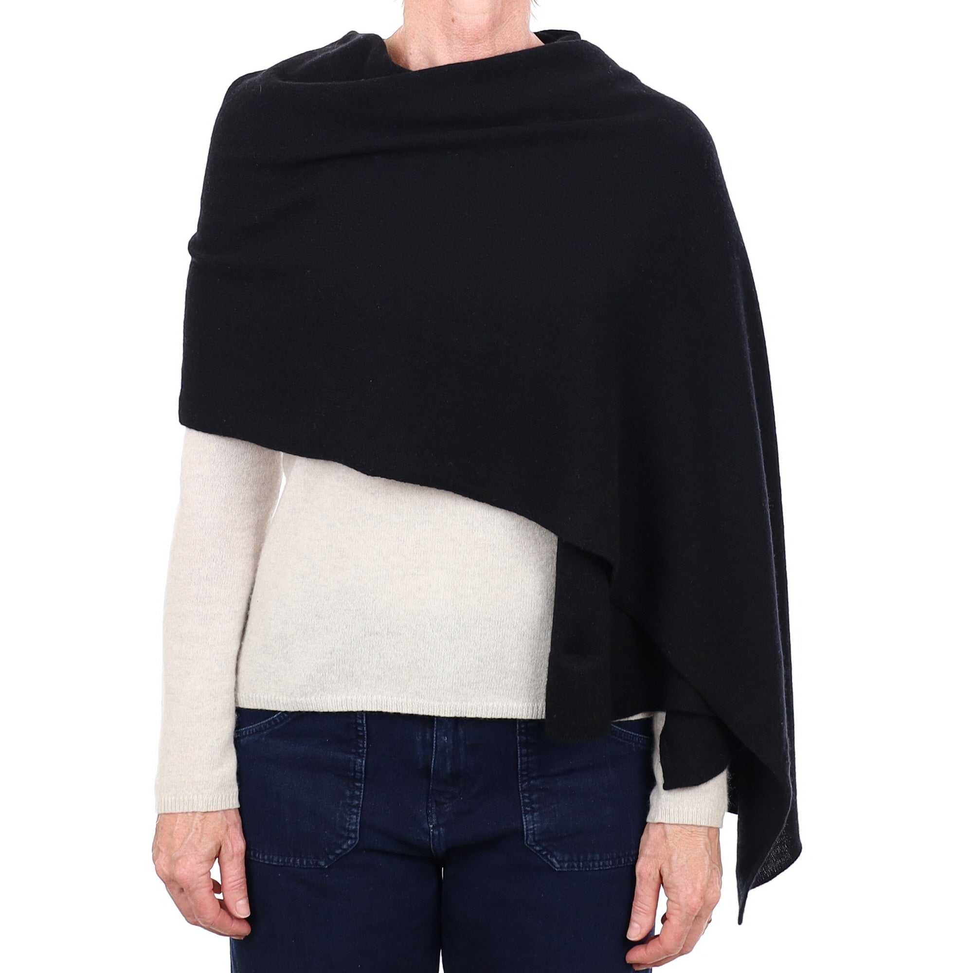 Brand New Scottish Black Gauzy Cashmere Wrap