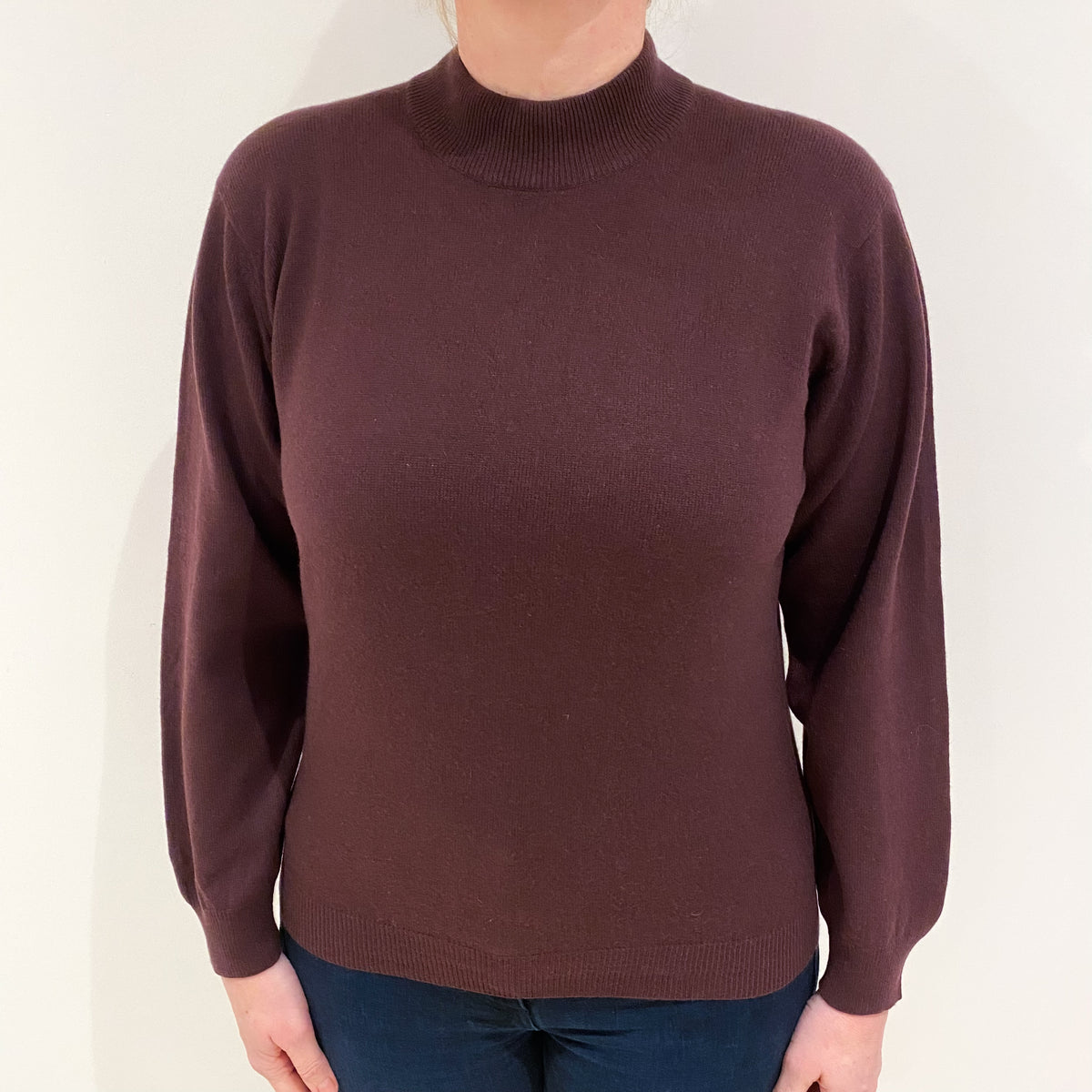 Plum Purple Cashmere Turtle Neck Jumper Large
