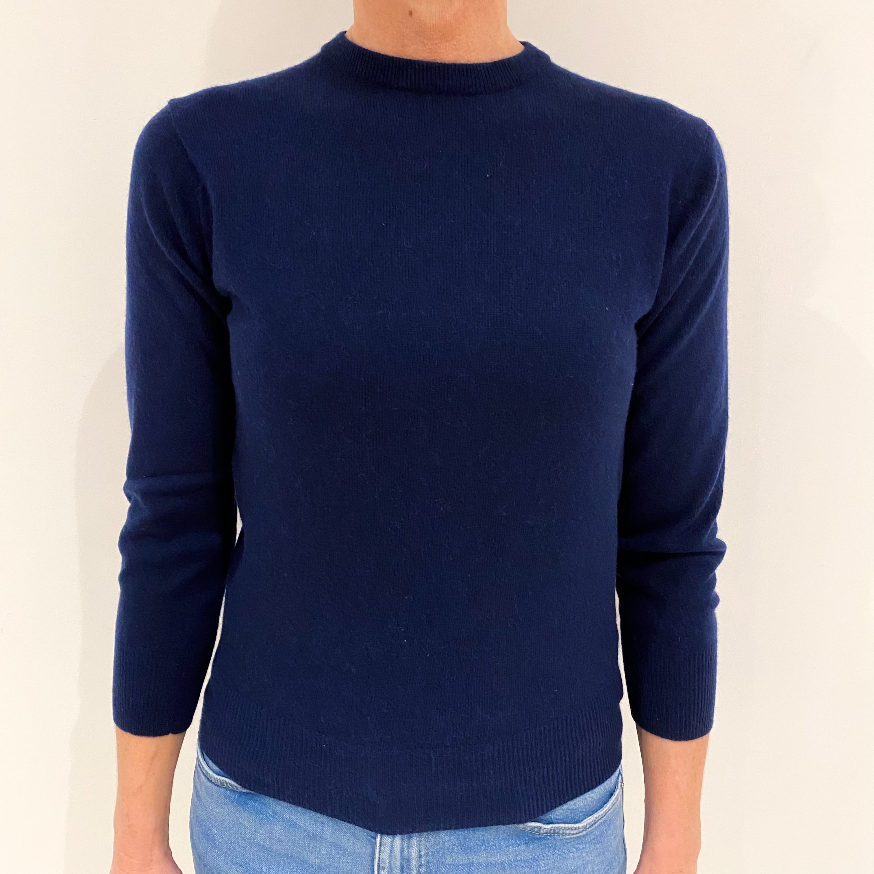 King of Scotland Navy Blue Cashmere Crew Neck Jumper Small