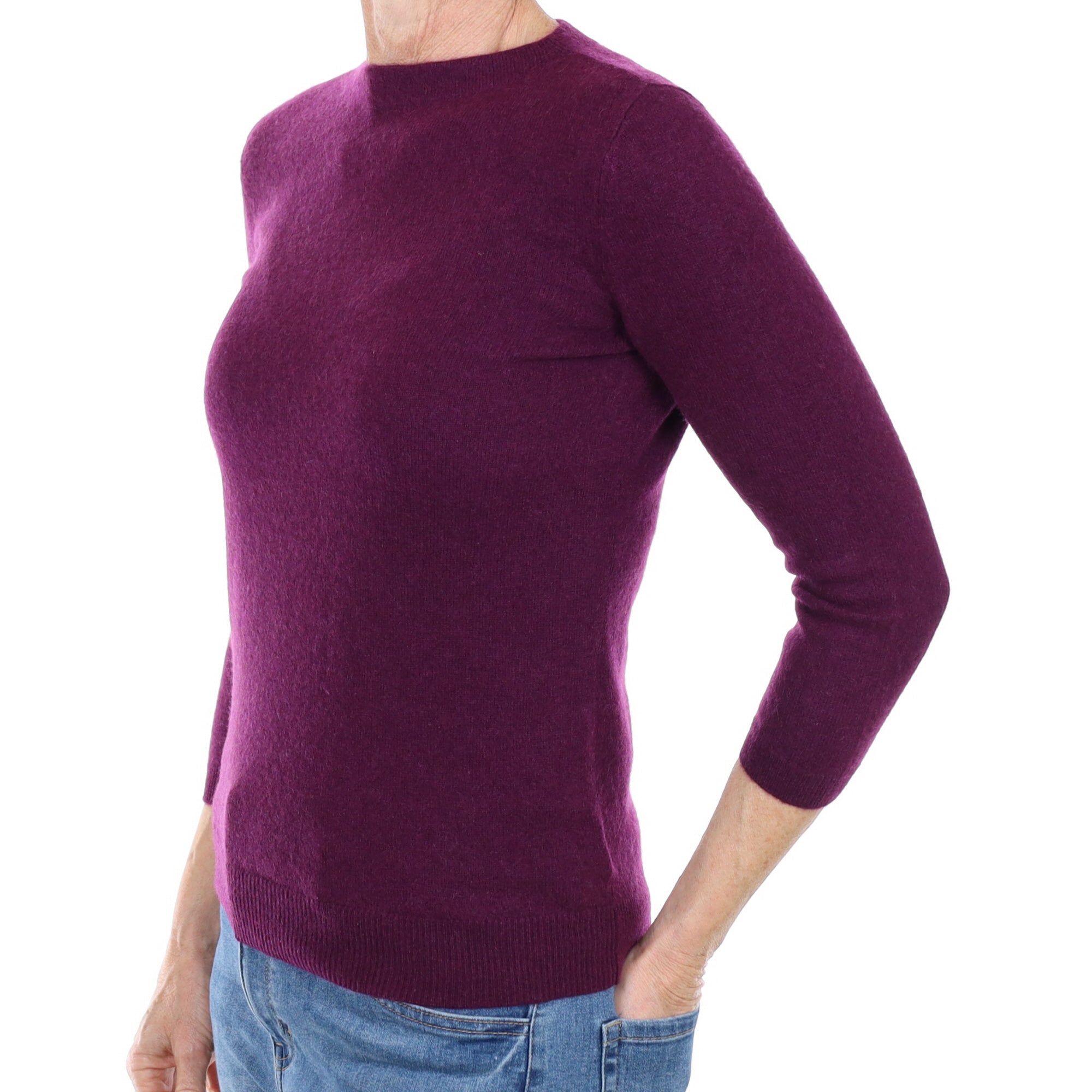 Mulberry Purple Cashmere Crew Neck Jumper Small
