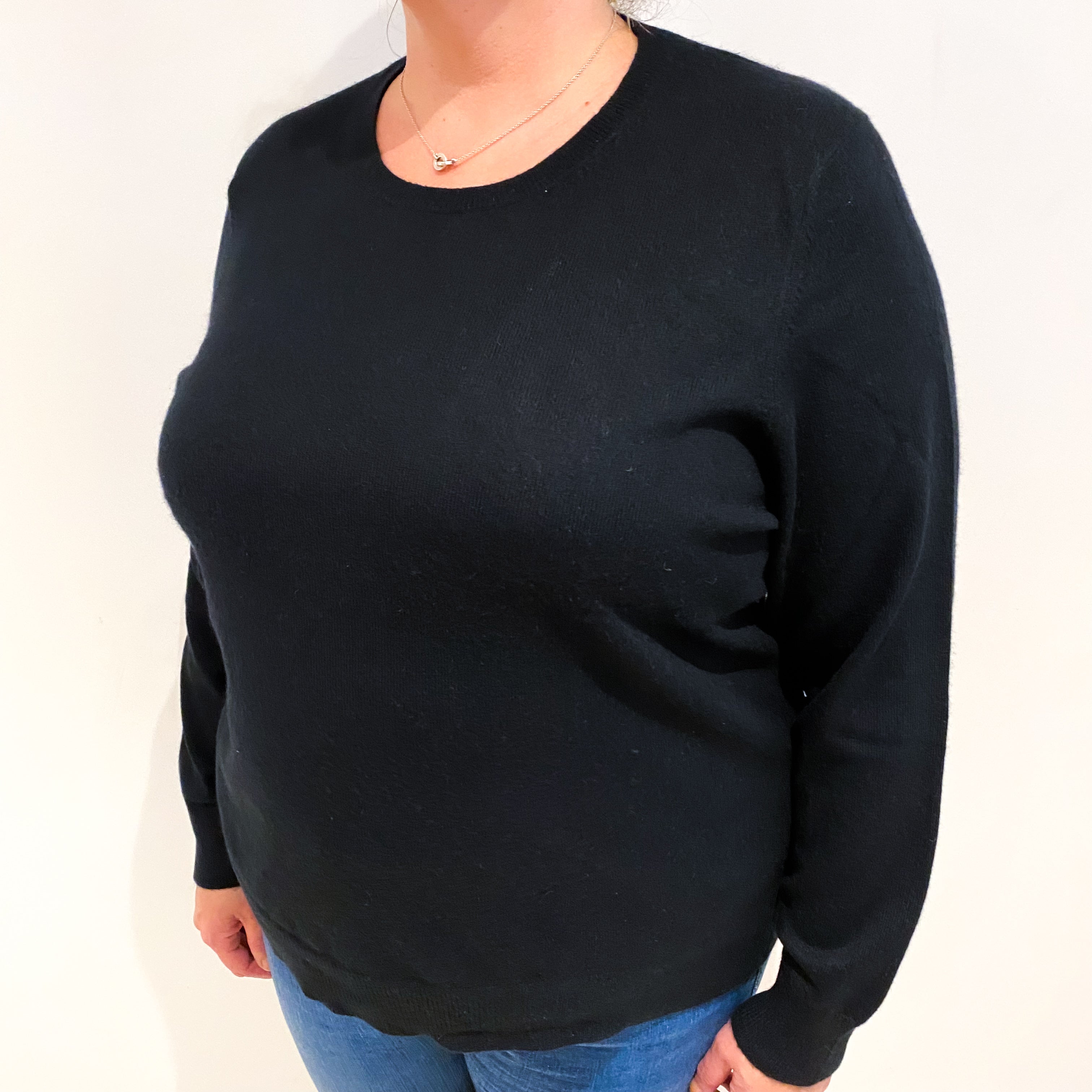 Black Cashmere Crew Neck Jumper Extra Extra Large