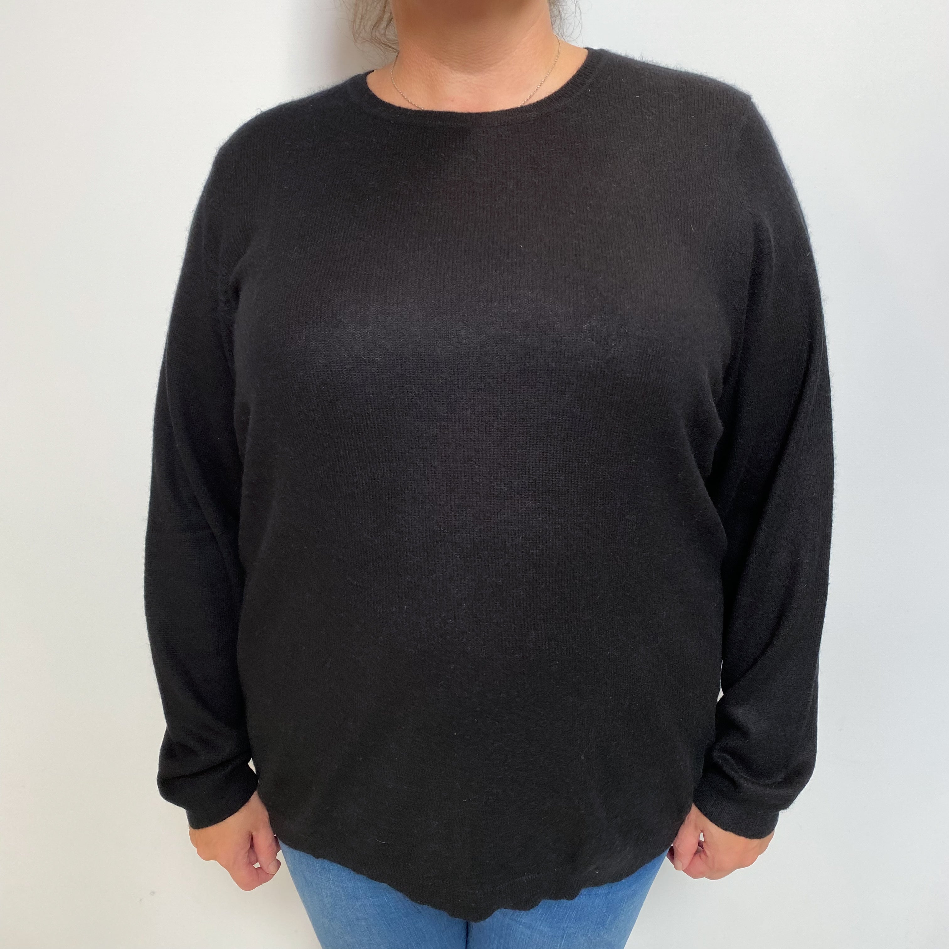Black Cashmere Crew Neck Jumper Extra Large