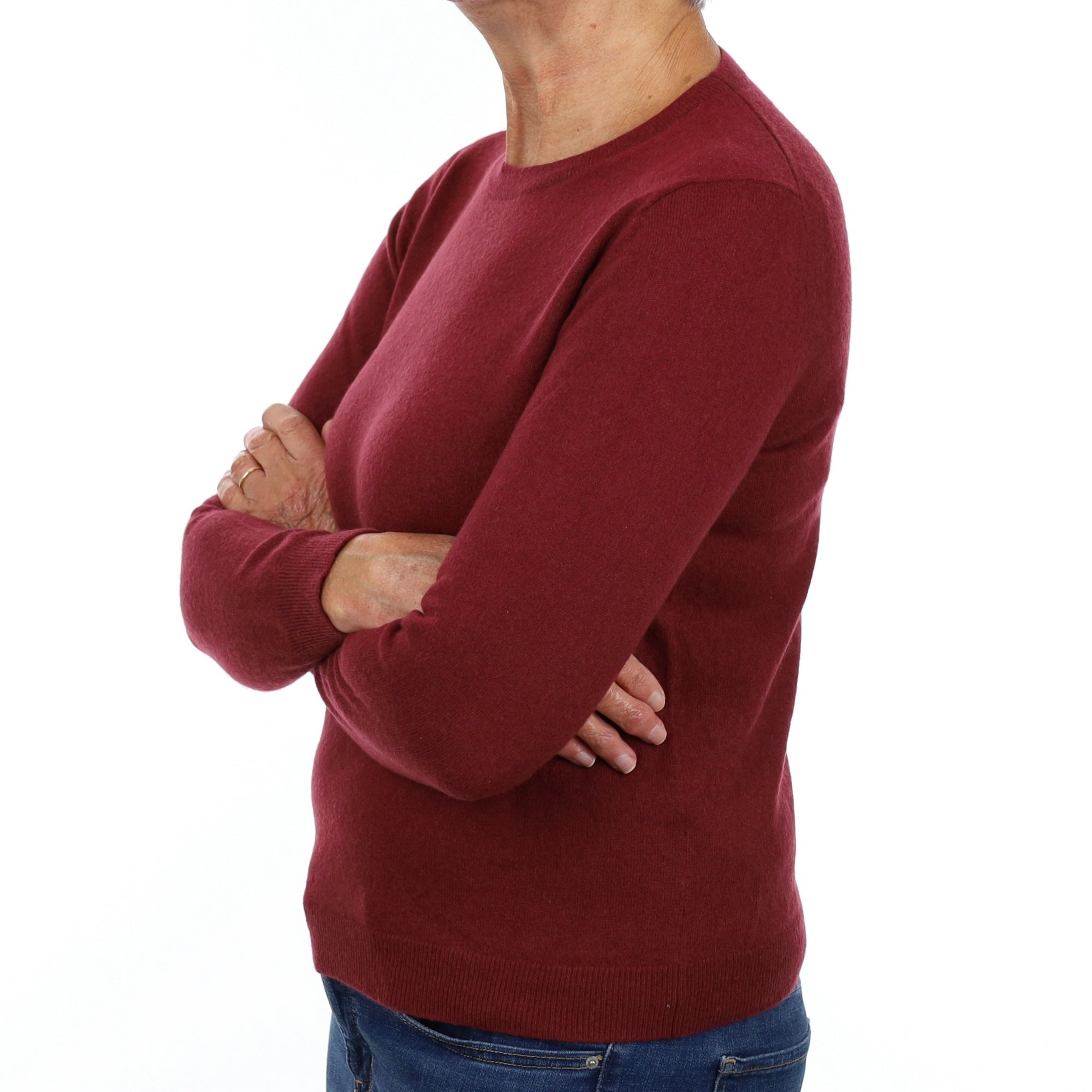 Burgundy Red Cashmere Crew Neck Jumper Medium