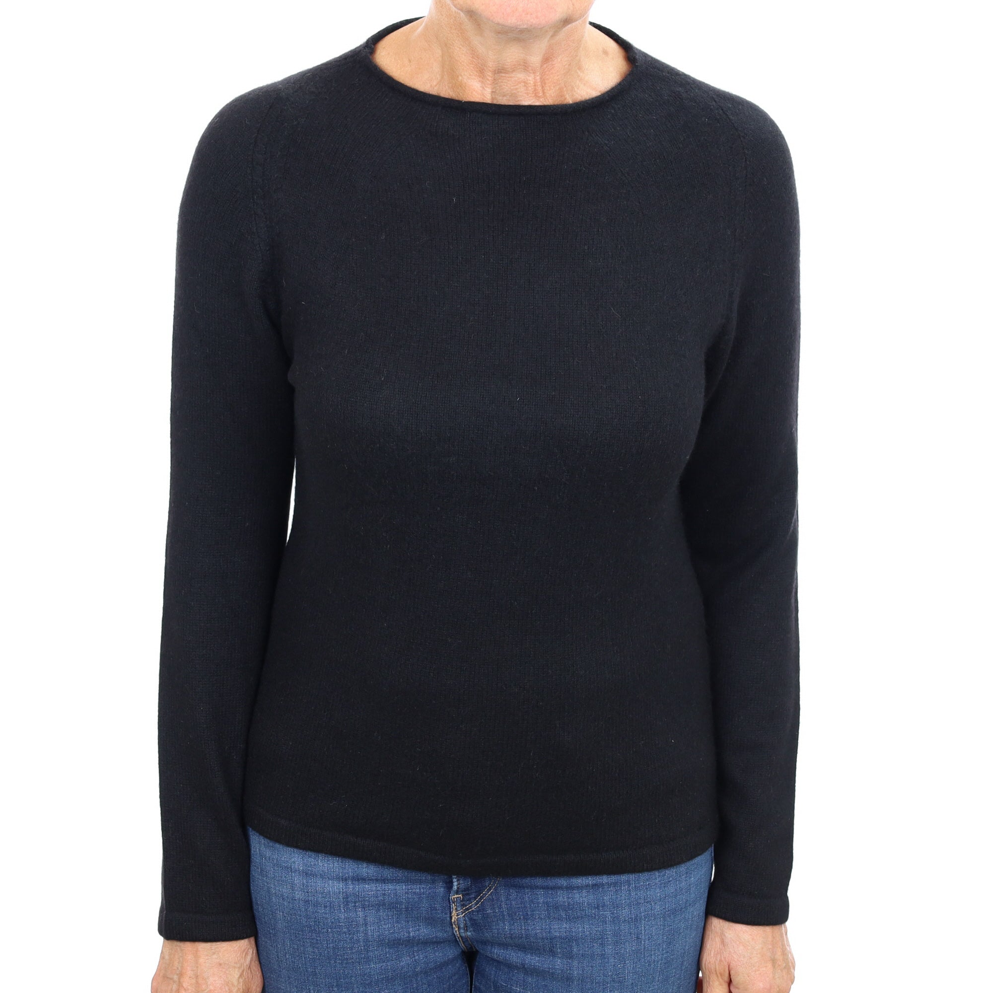 Black Cashmere Boat Neck Jumper Medium