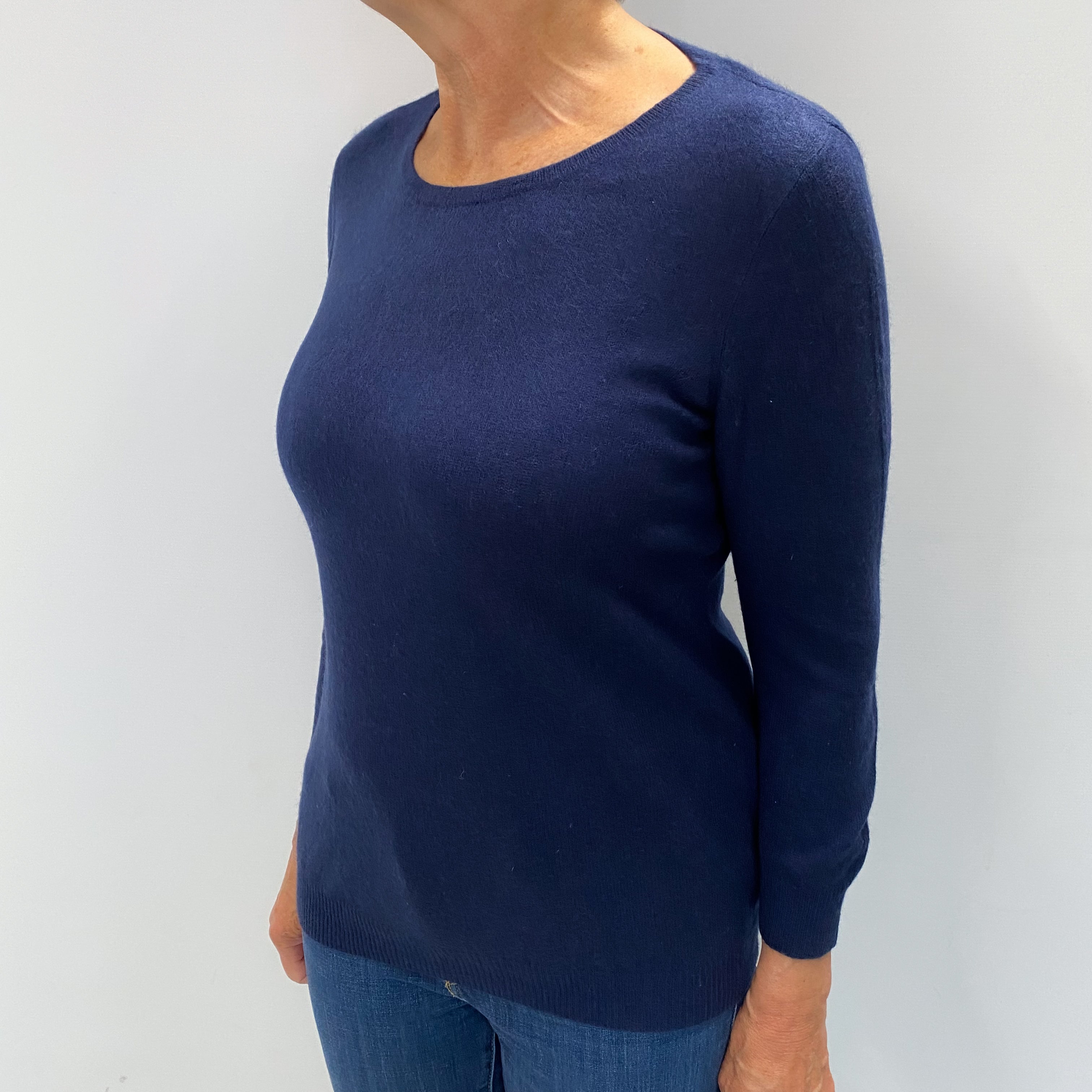 Navy Blue Cashmere Crew Neck Jumper Medium