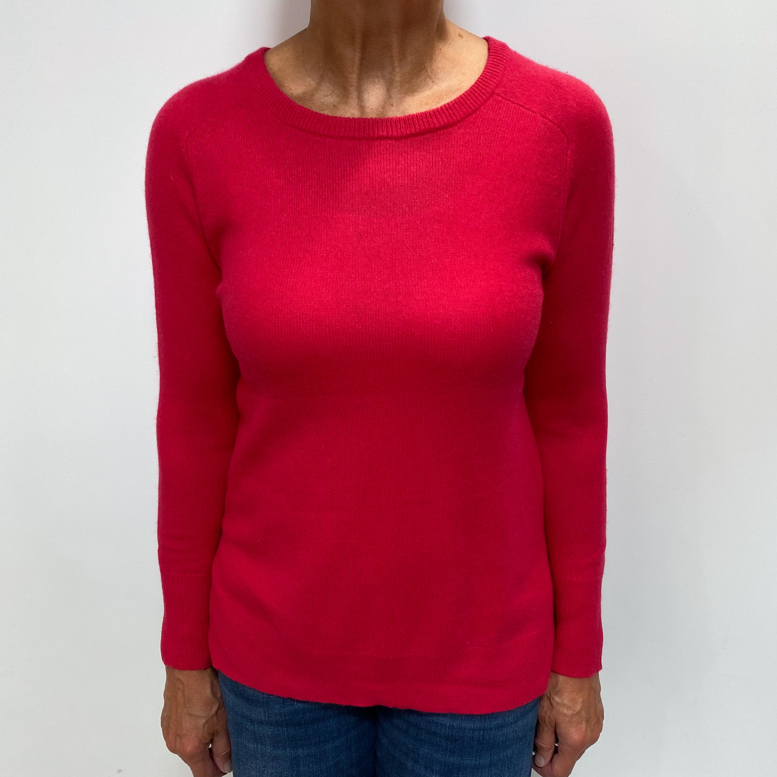 Cranberry Pink Cashmere Crew Neck Jumper Medium