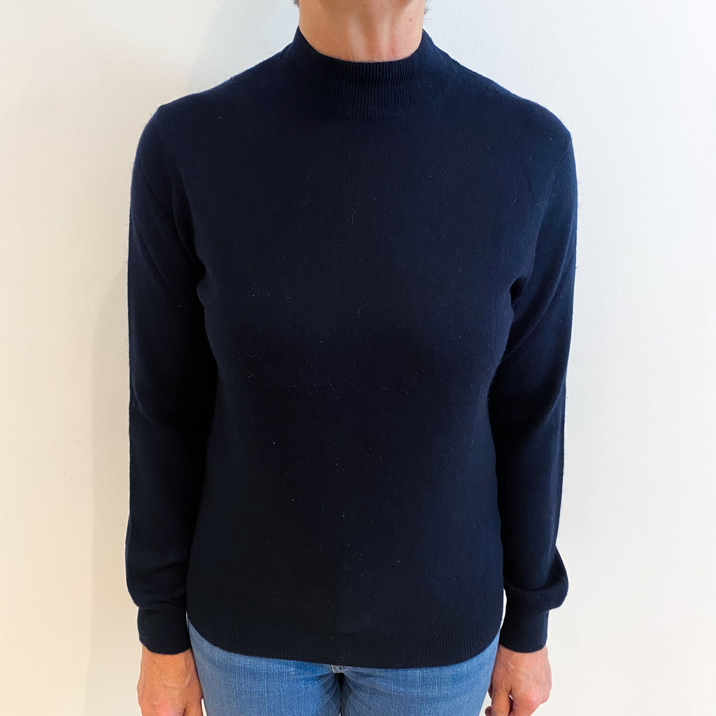 Dark Navy Cashmere Turtle Neck Jumper Medium