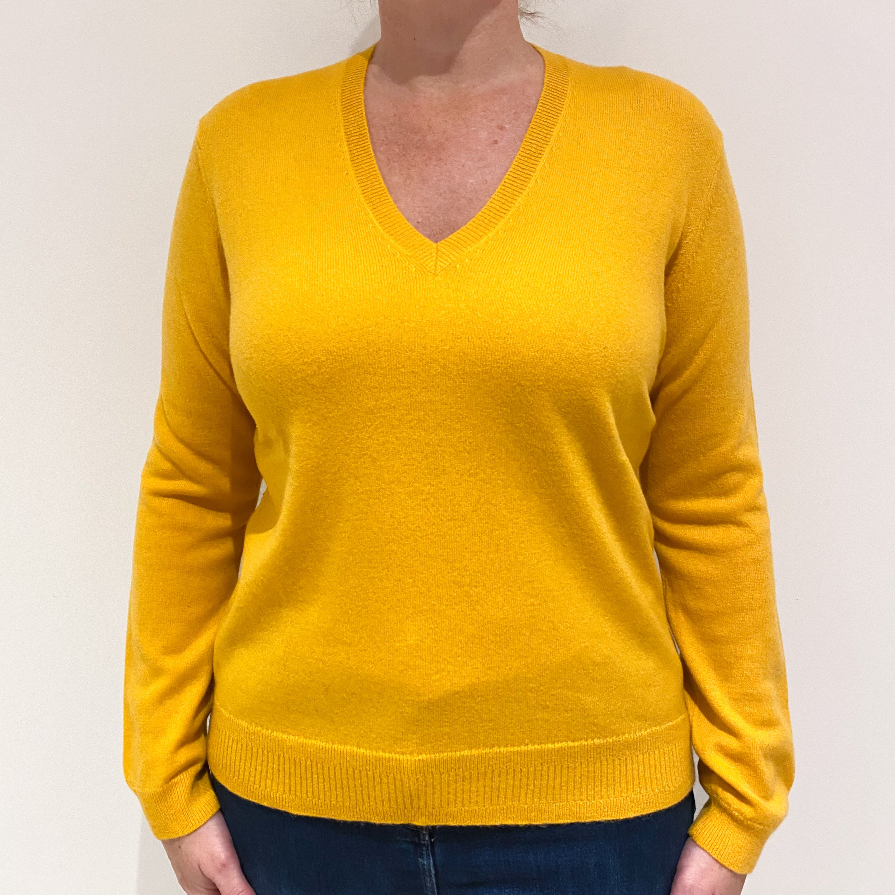 Marigold Cashmere V-Neck Jumper Large