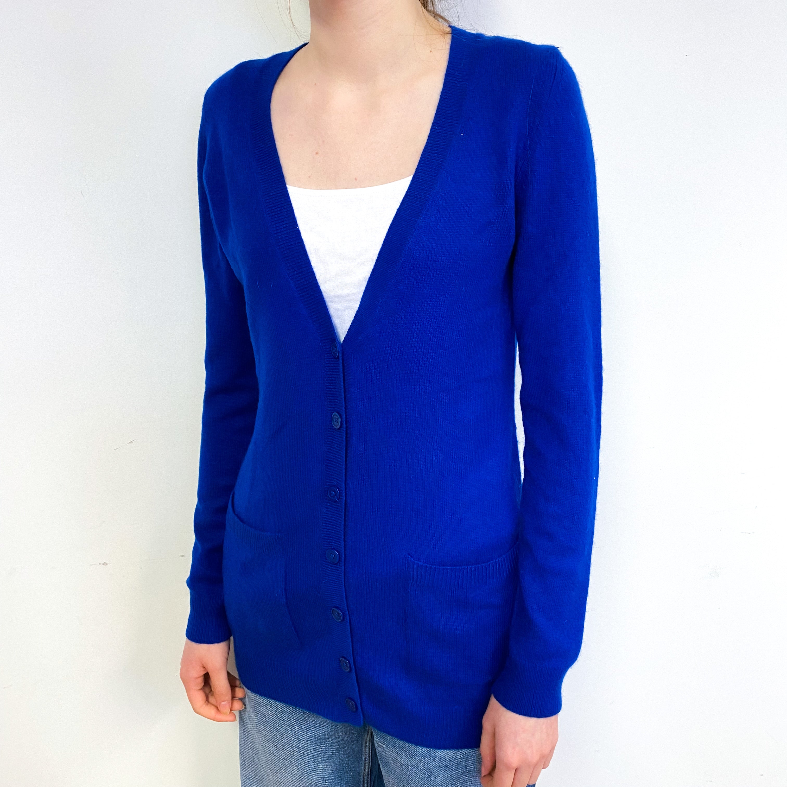 Admiral Blue Cashmere V Neck Cardigan Extra Small