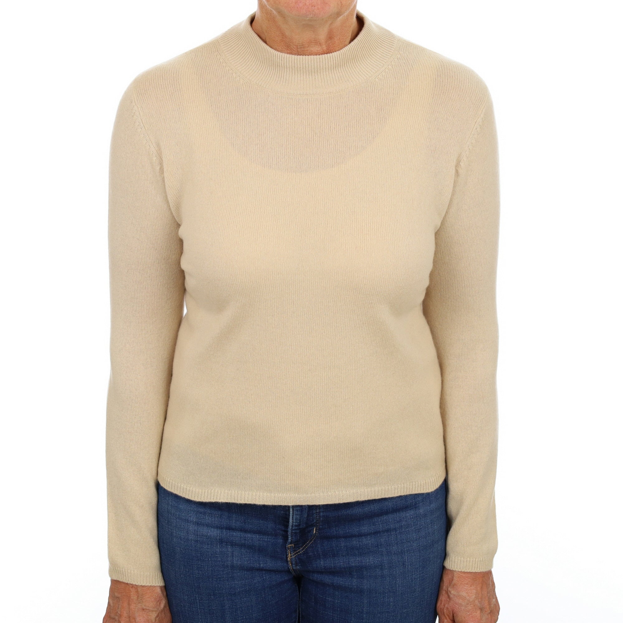 Sand Beige Cashmere Turtle Neck Jumper Medium