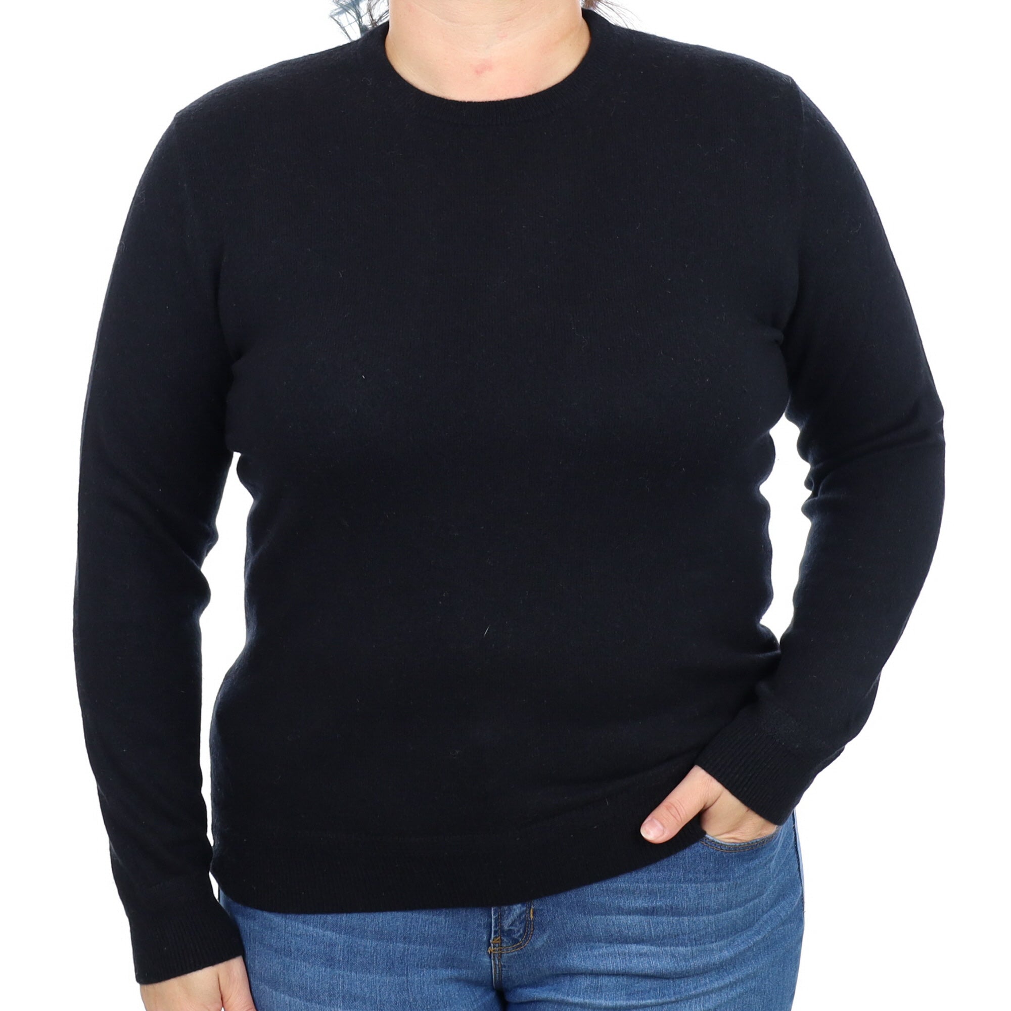Black Cashmere Crew Neck Jumper Large