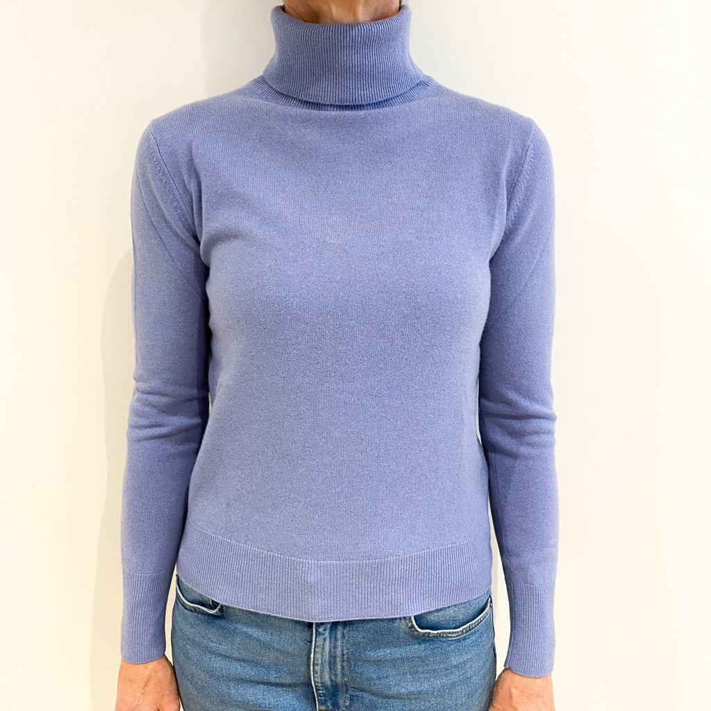 Sky Blue Cashmere Polo Neck Jumper Small