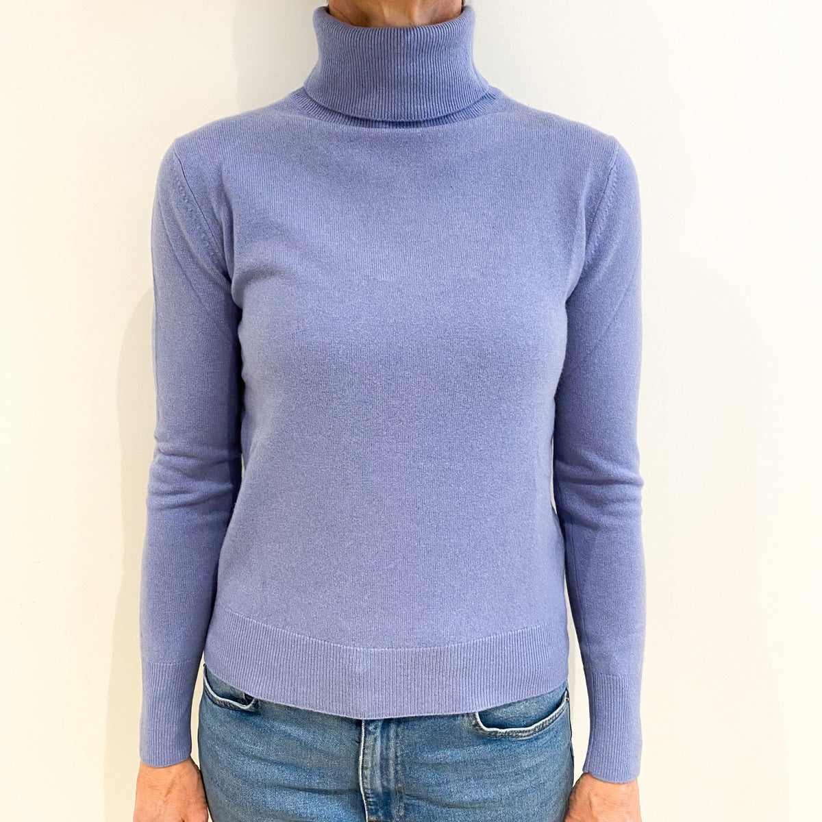 Sky Blue Cashmere Polo Neck Jumper Small