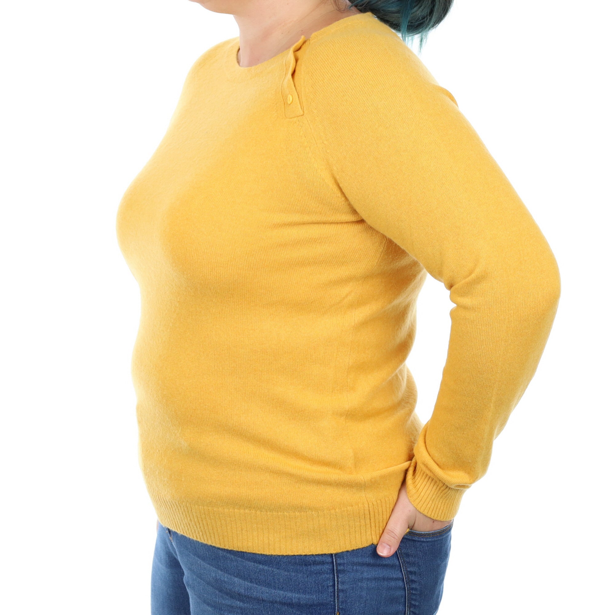 Sunflower Yellow Cashmere Crew Neck Jumper Large