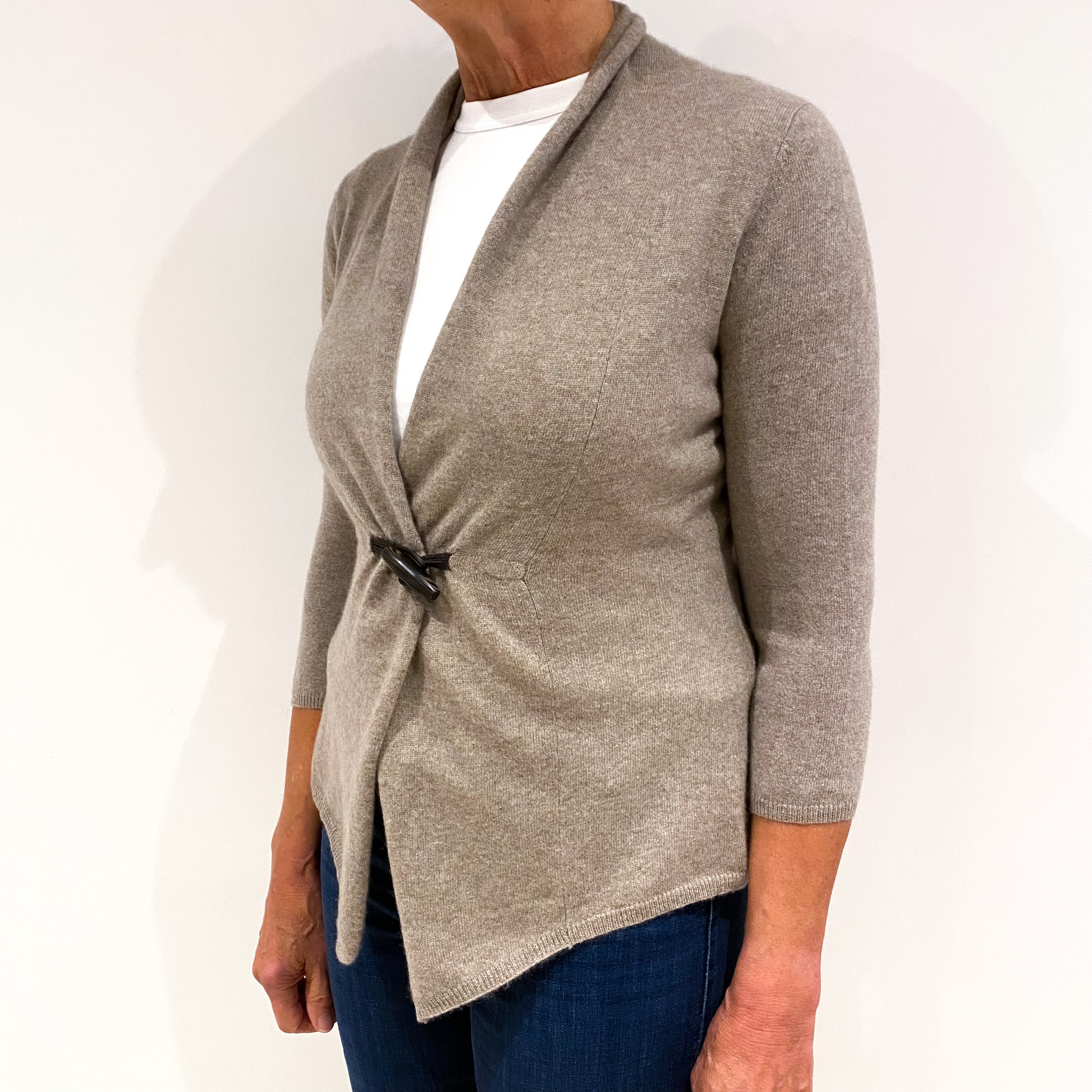 Mink Brown Cashmere Toggle Fasten Cardigan Medium