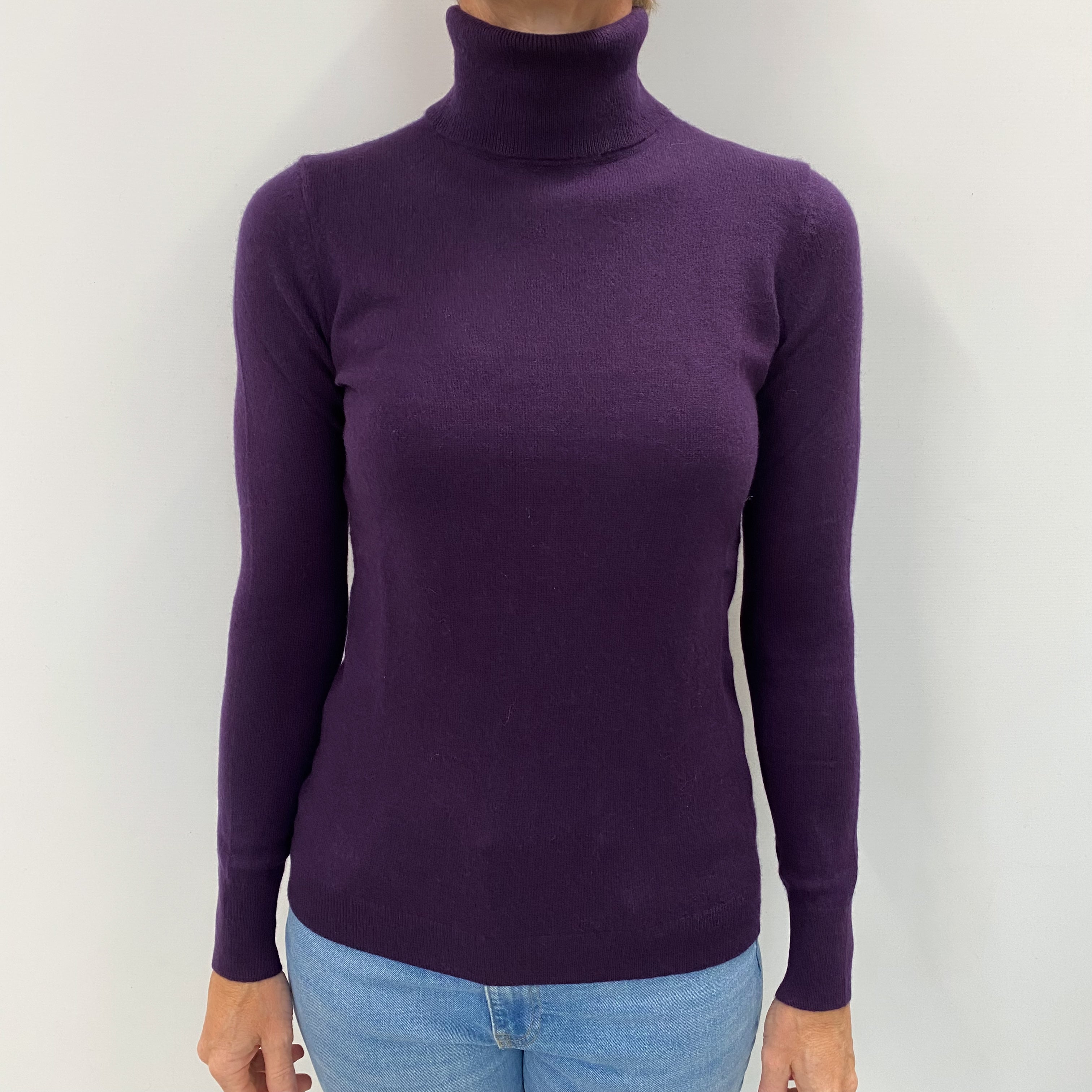 Iris Purple Cashmere Polo Neck Jumper Small