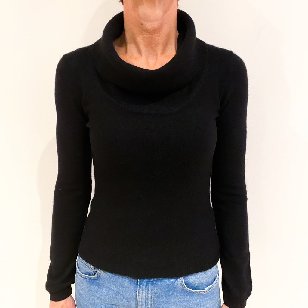 Black Cashmere Cowl Neck Jumper Small