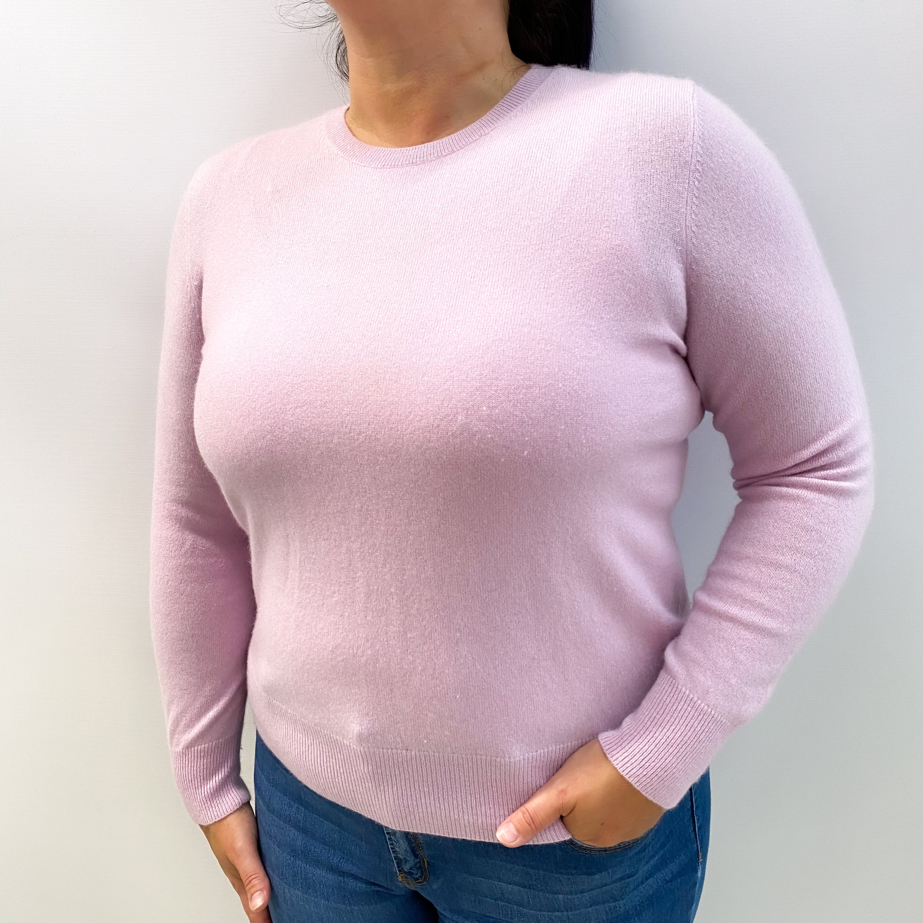 Light Liliac Purple Cashmere Crew Neck Jumper Large