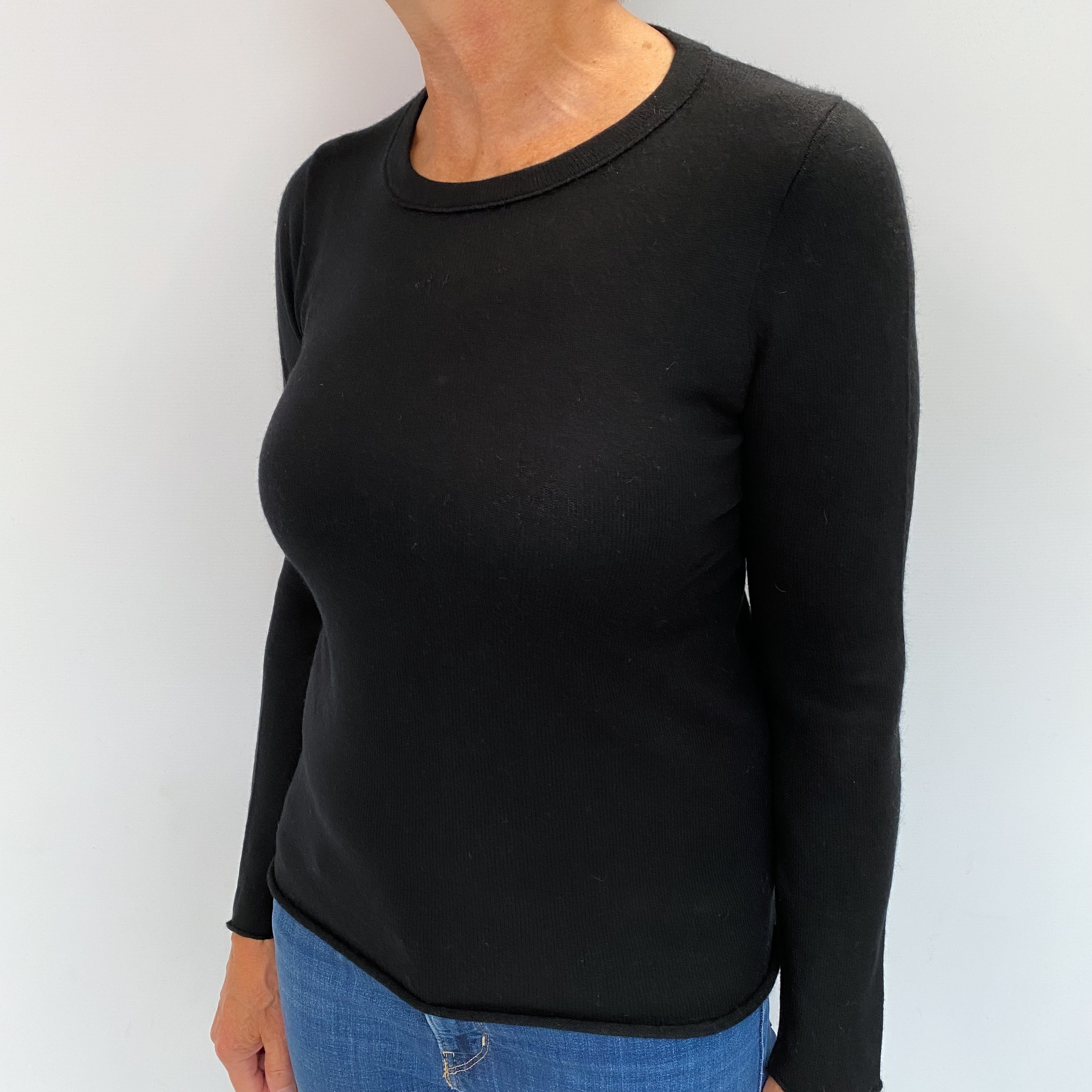 Black Cashmere Crew Neck Jumper Medium