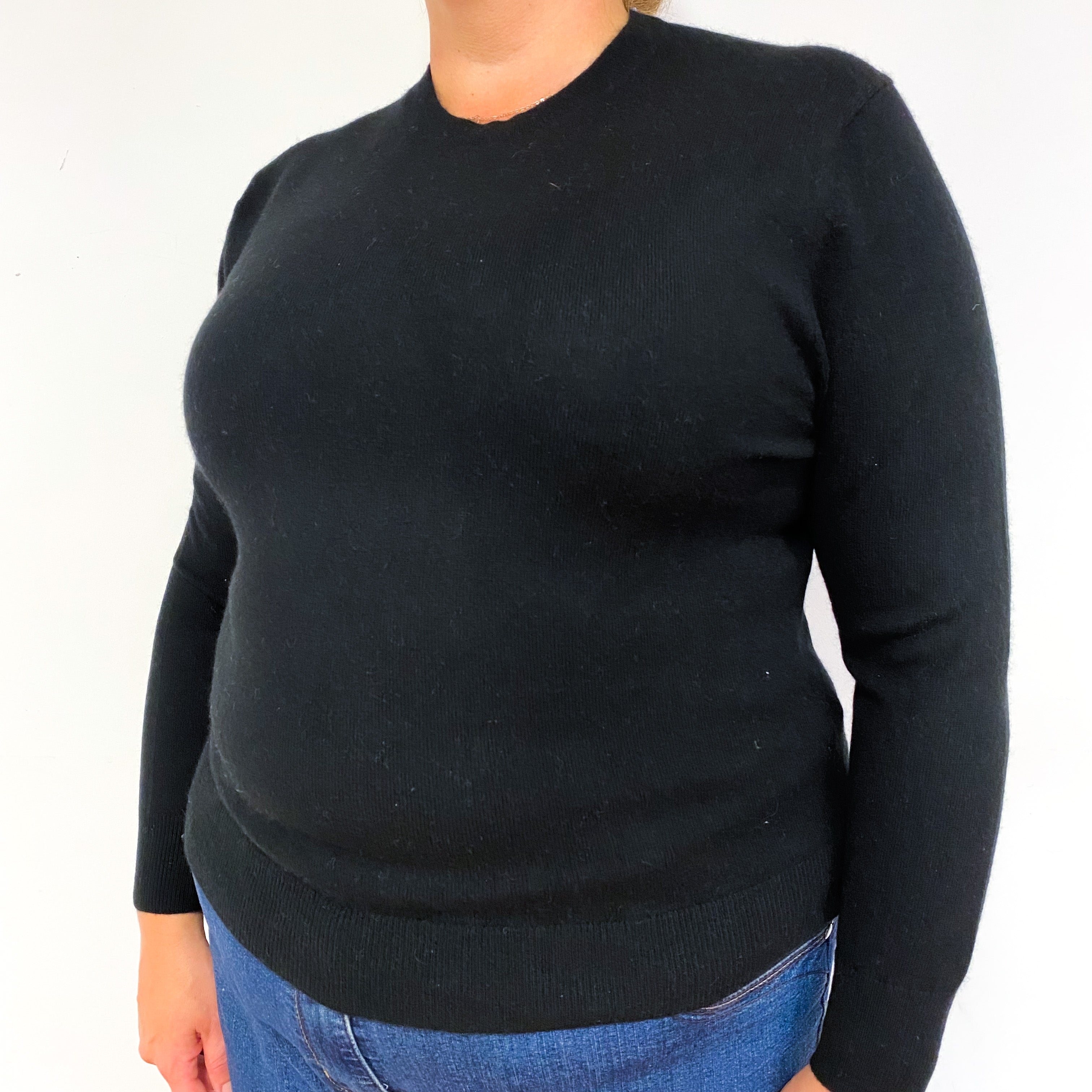 Black Cashmere Crew Neck Jumper Extra Large