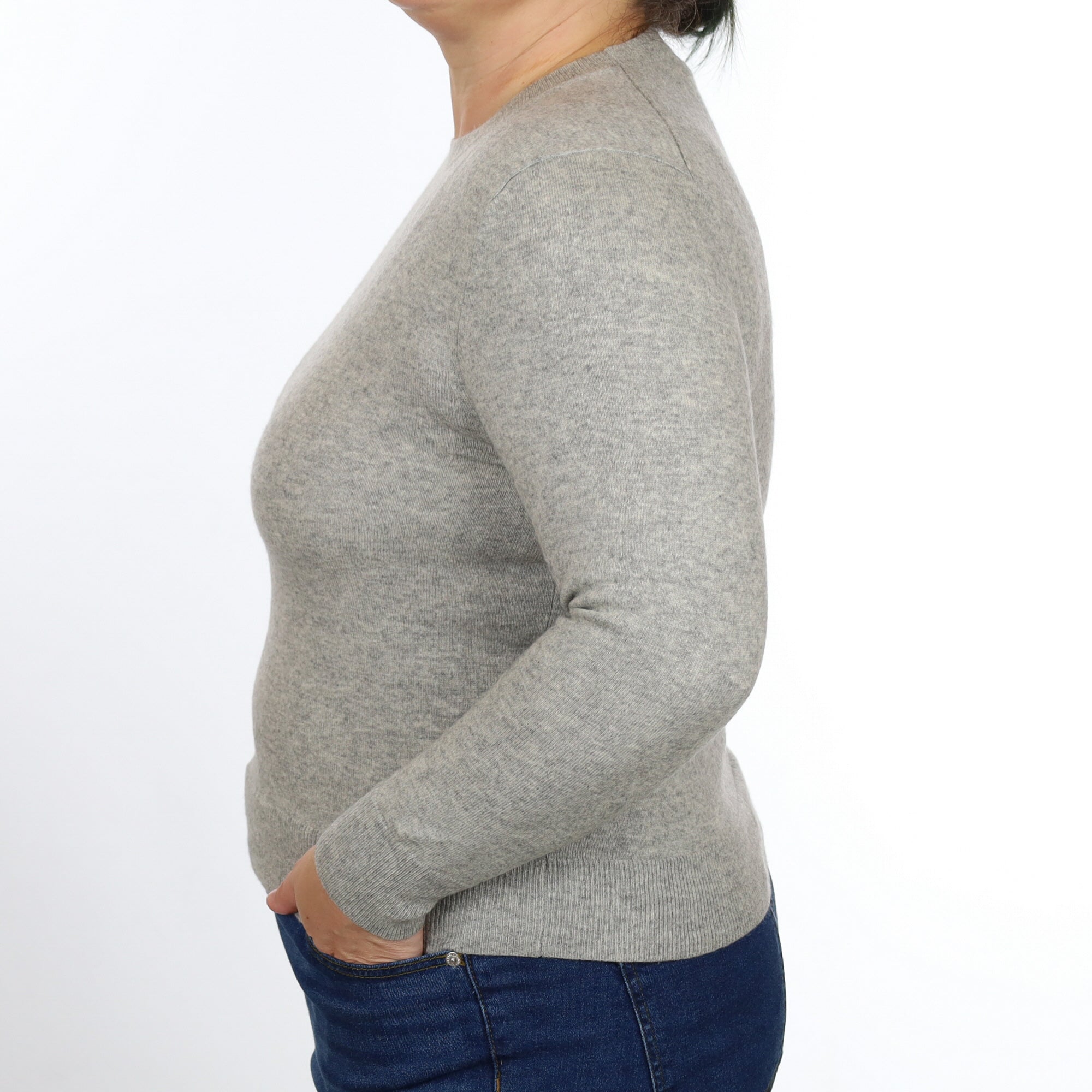 Smoke Grey Cashmere Crew Neck Jumper Large