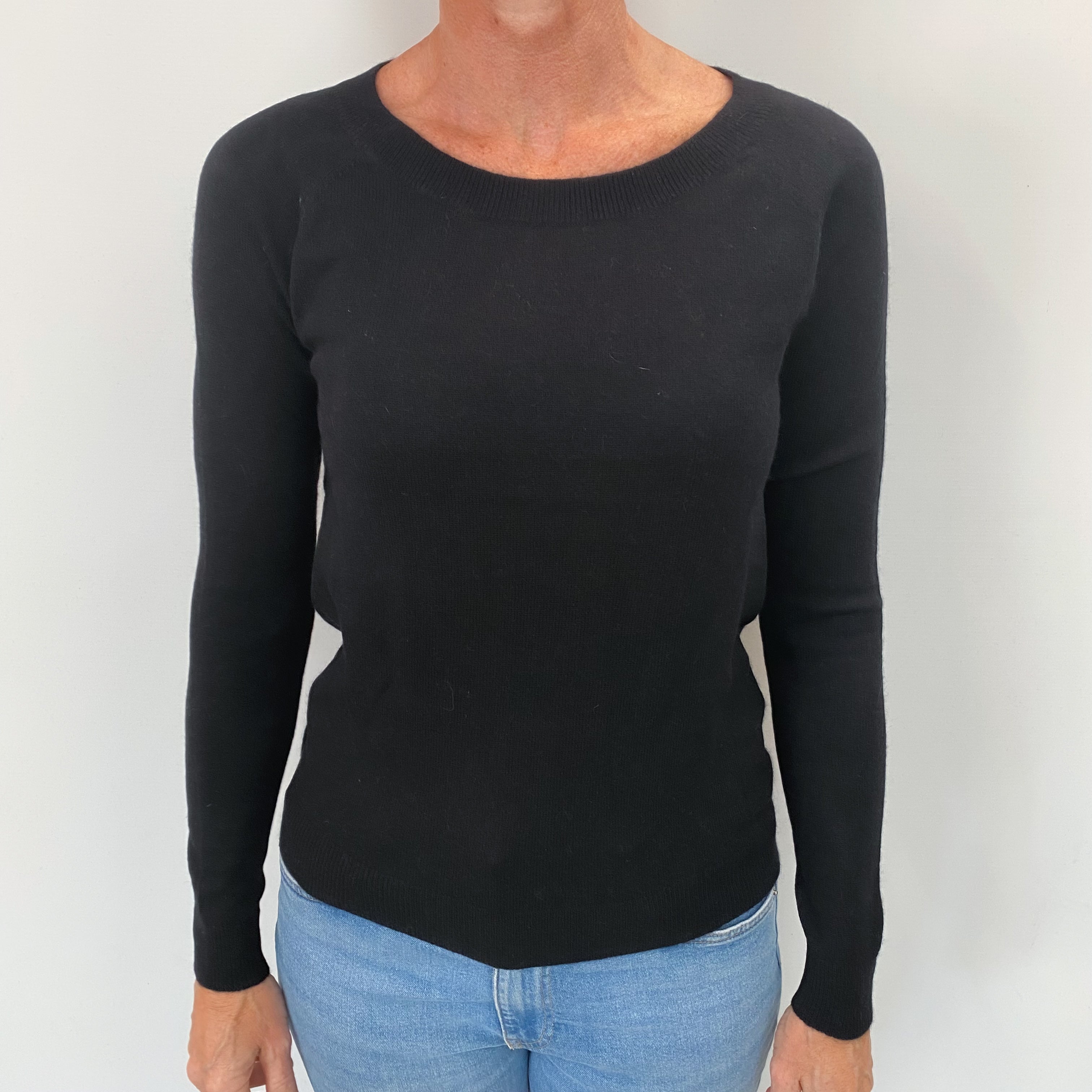 Black Cashmere Crew Neck Jumper Small
