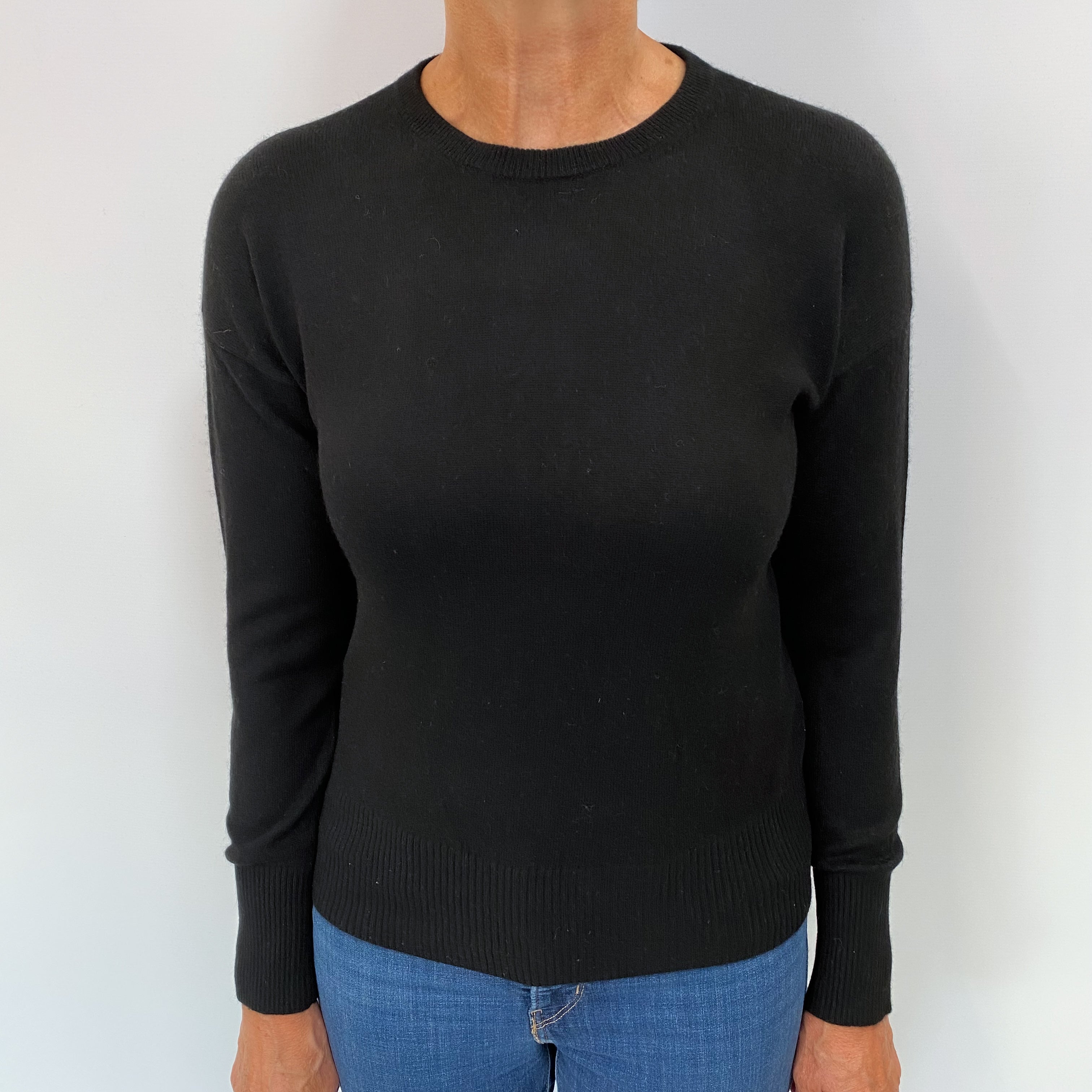 Black Cashmere Crew Neck Jumper Medium