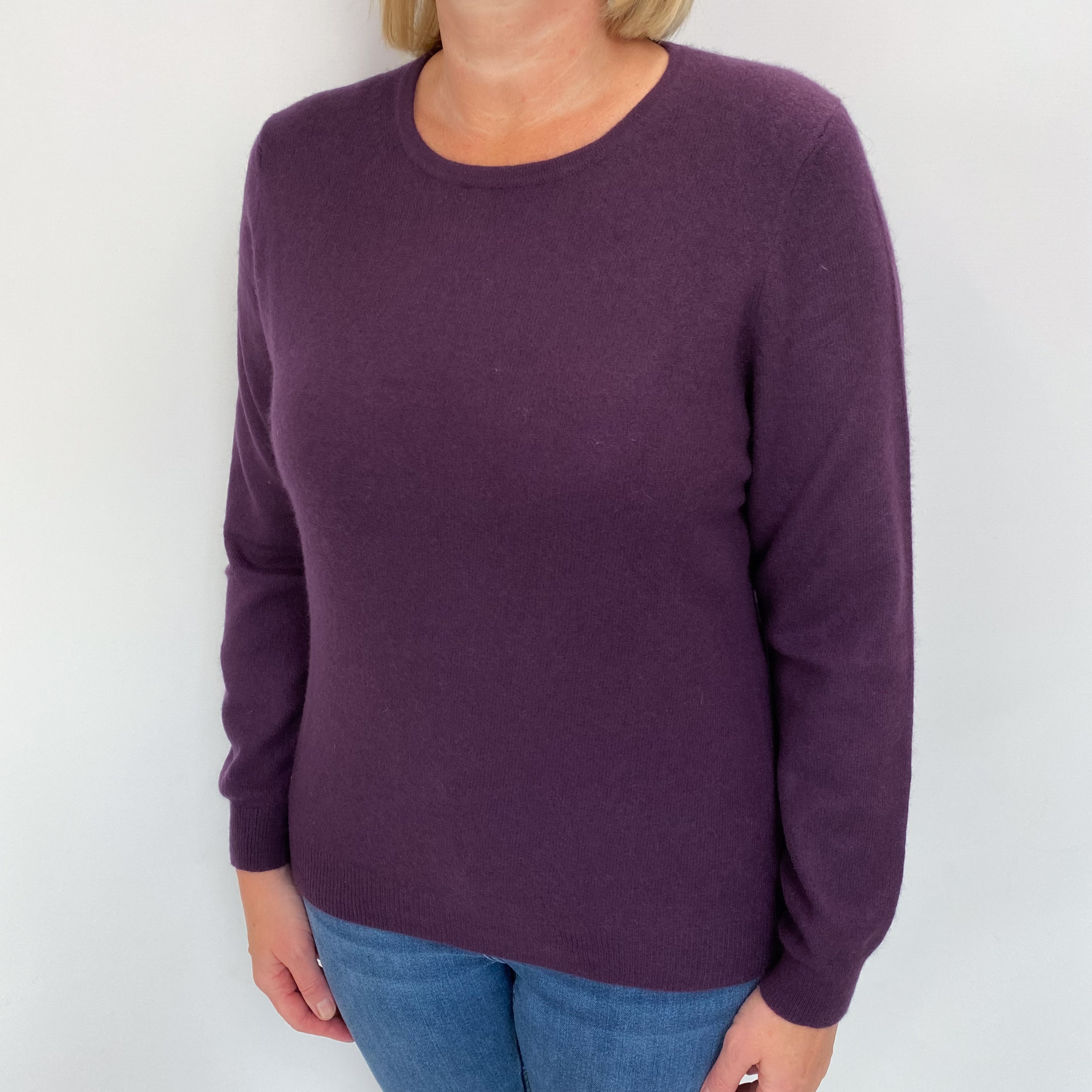 Blueberry Purple Cashmere Crew Neck Jumper Large