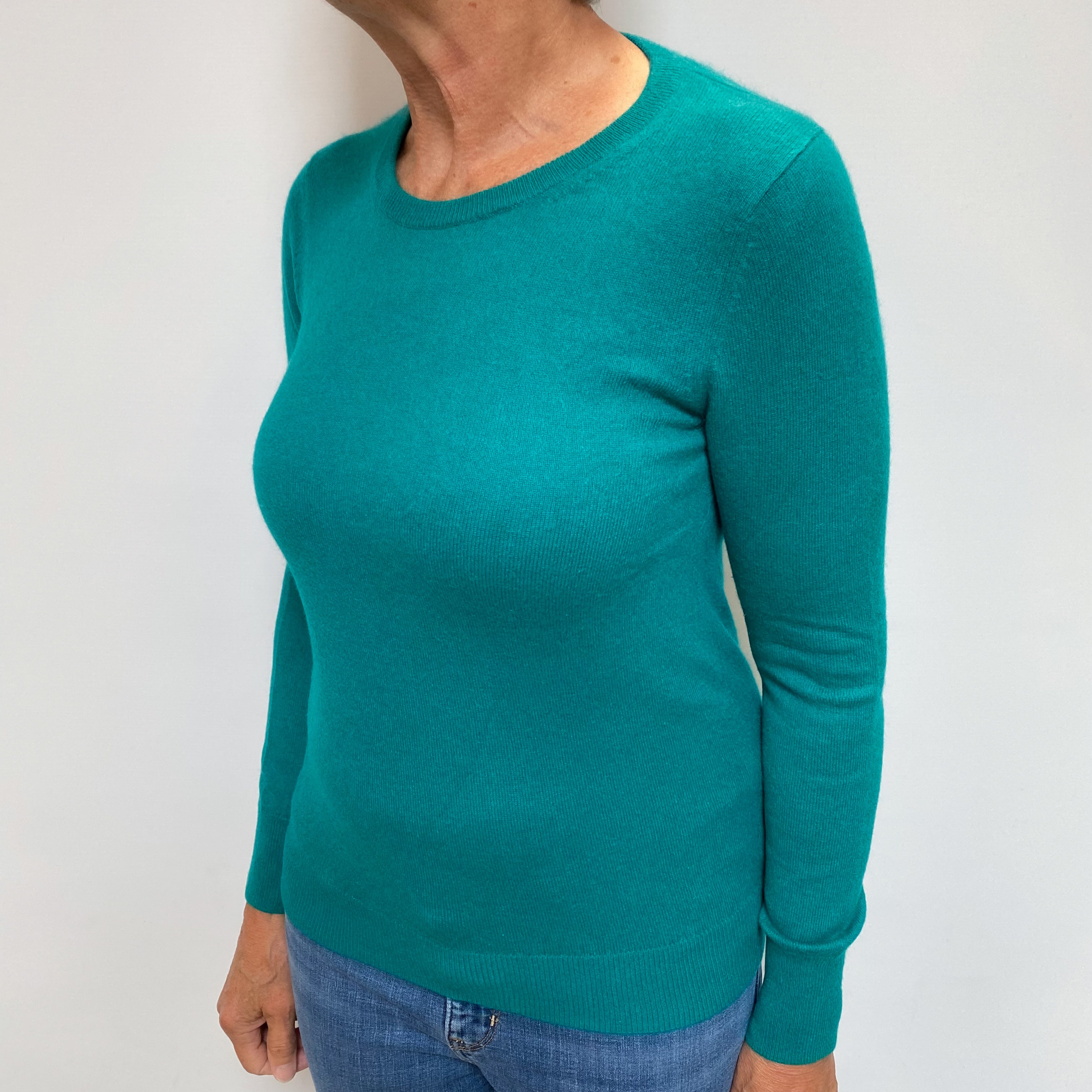 Jade Green Cashmere Crew Neck Jumper Medium