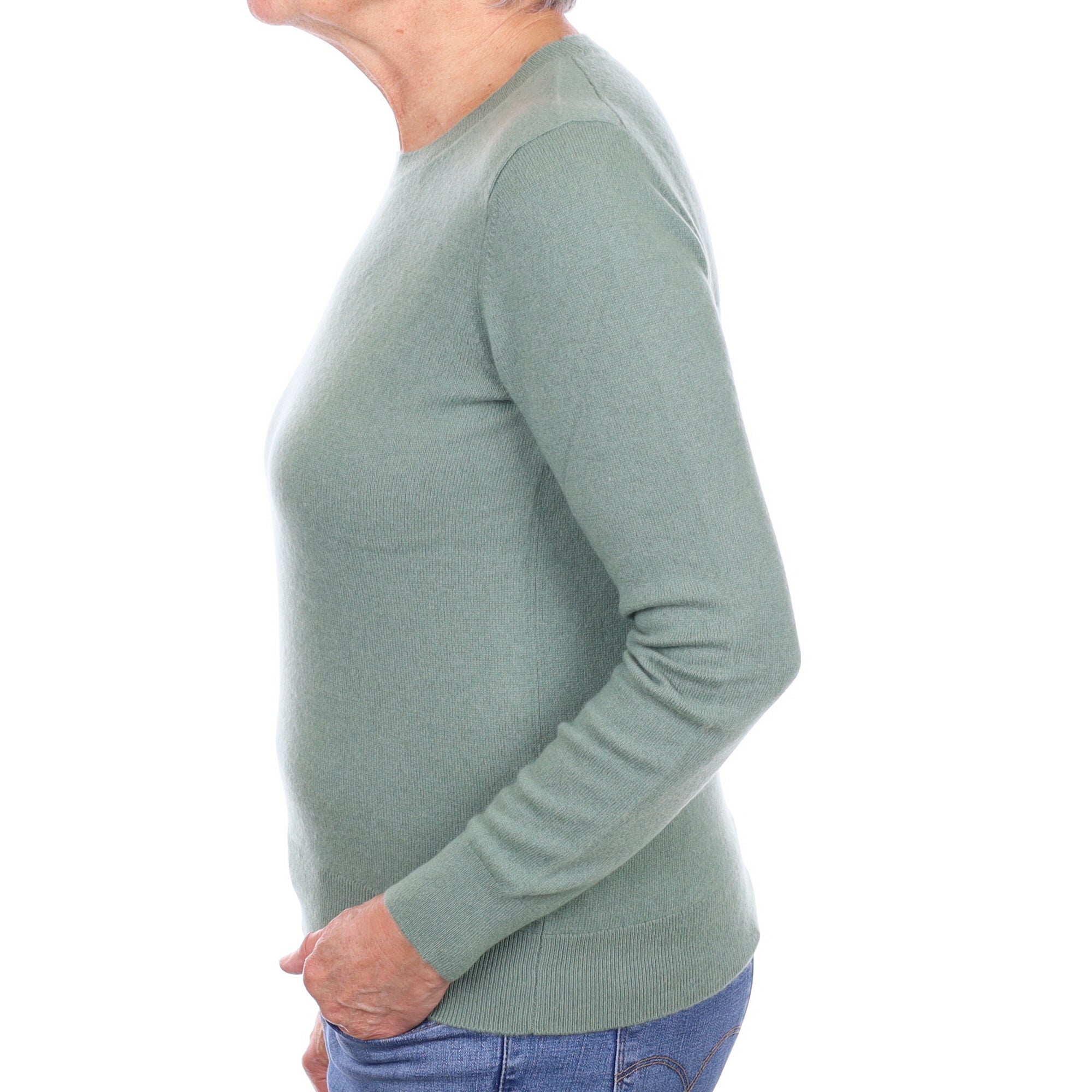 Everglade Green Cashmere Crew Neck Jumper Medium