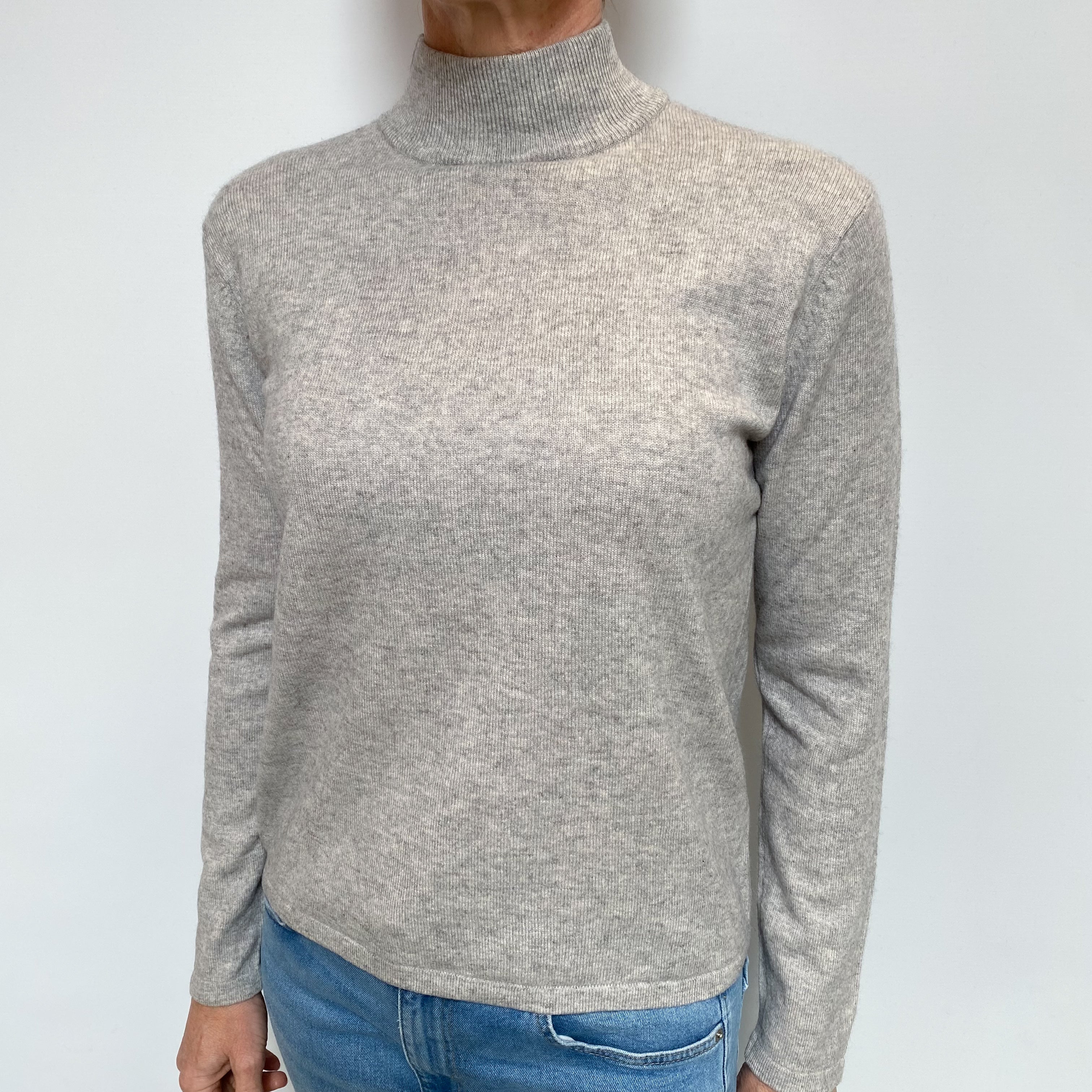 Smoke Grey Cashmere Turtle Neck Jumper Small