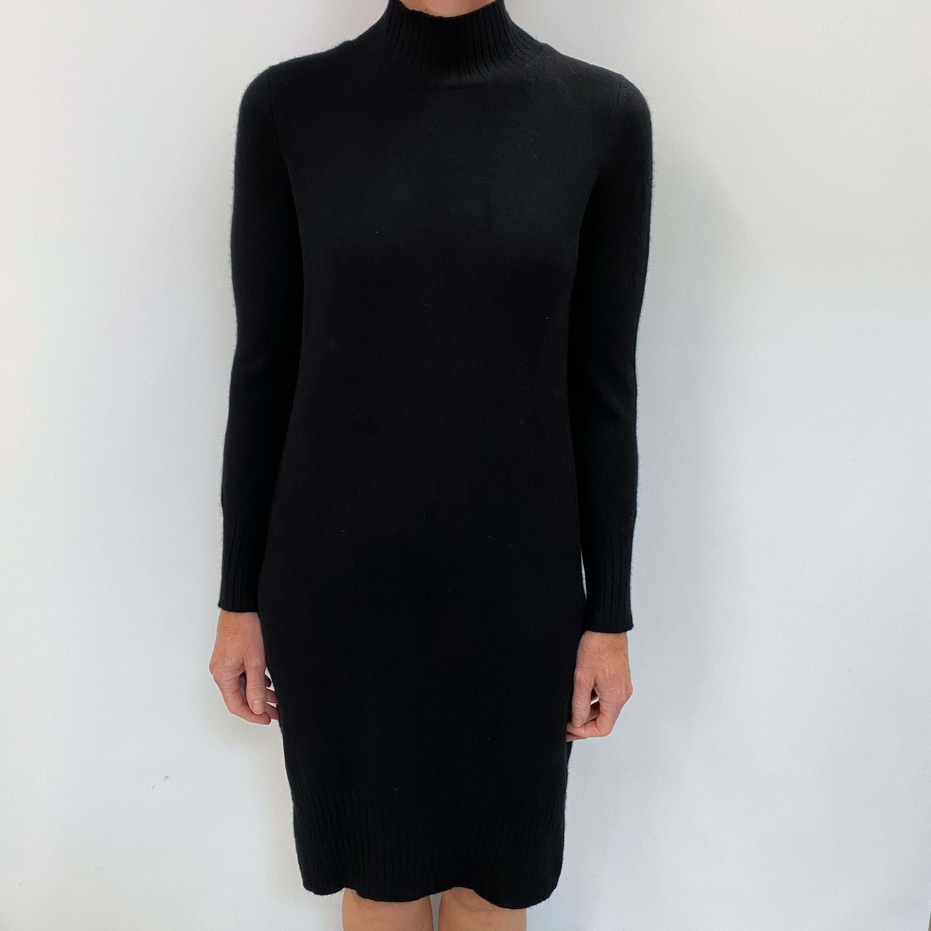 Black Cashmere Turtle Neck Dress Small