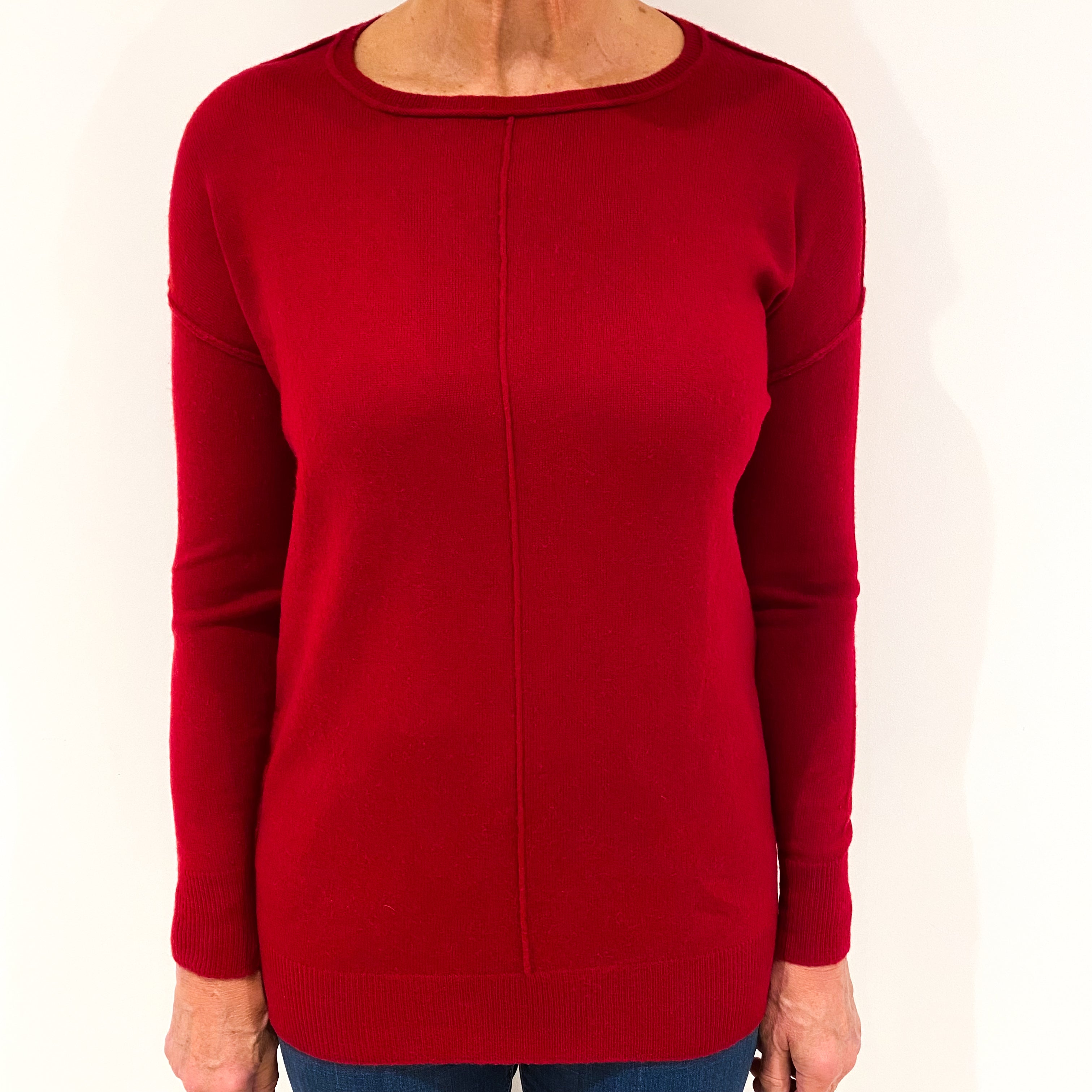Ruby Red Cashmere Crew Neck Jumper Medium