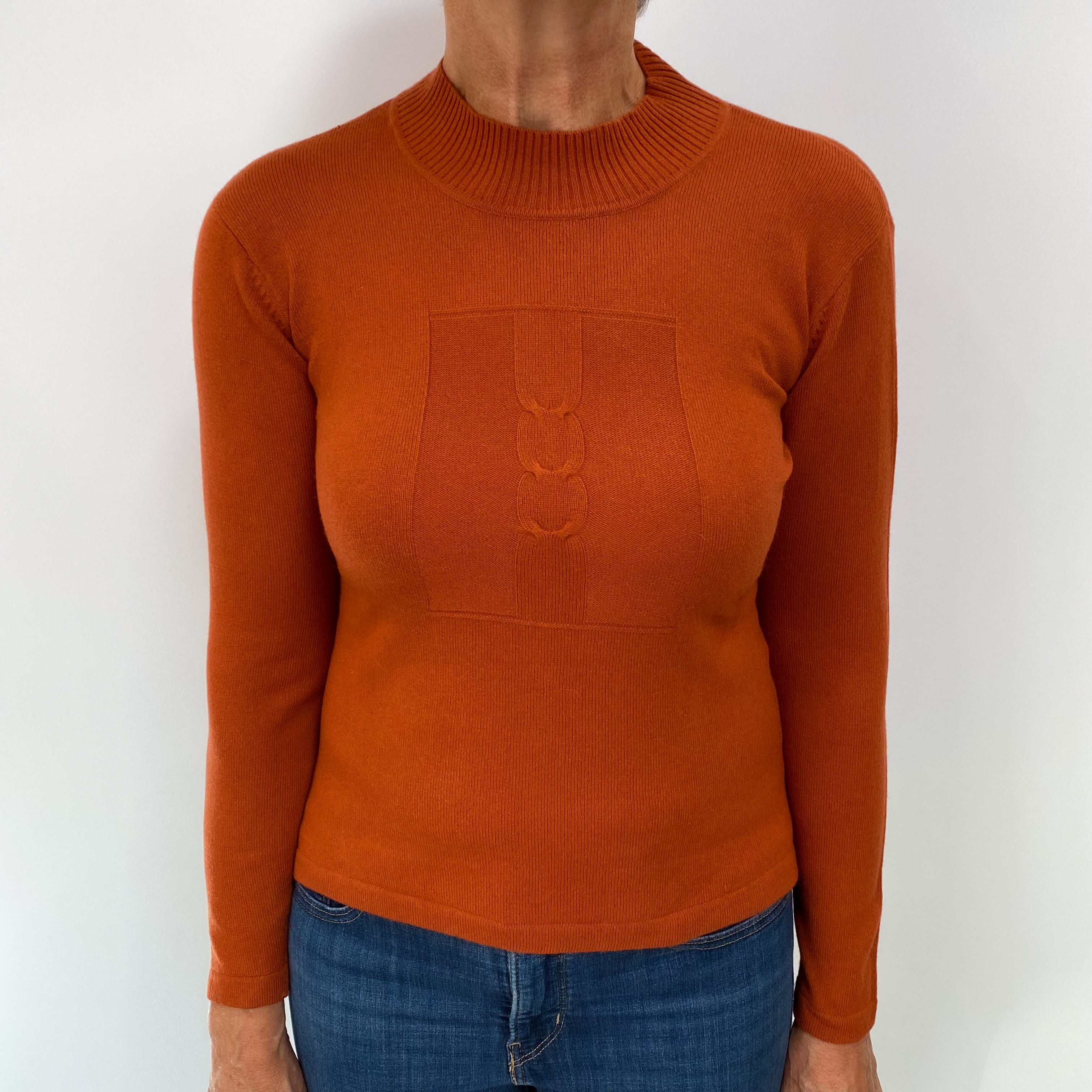 Sienna Orange Cashmere Turtle Neck Jumper Medium