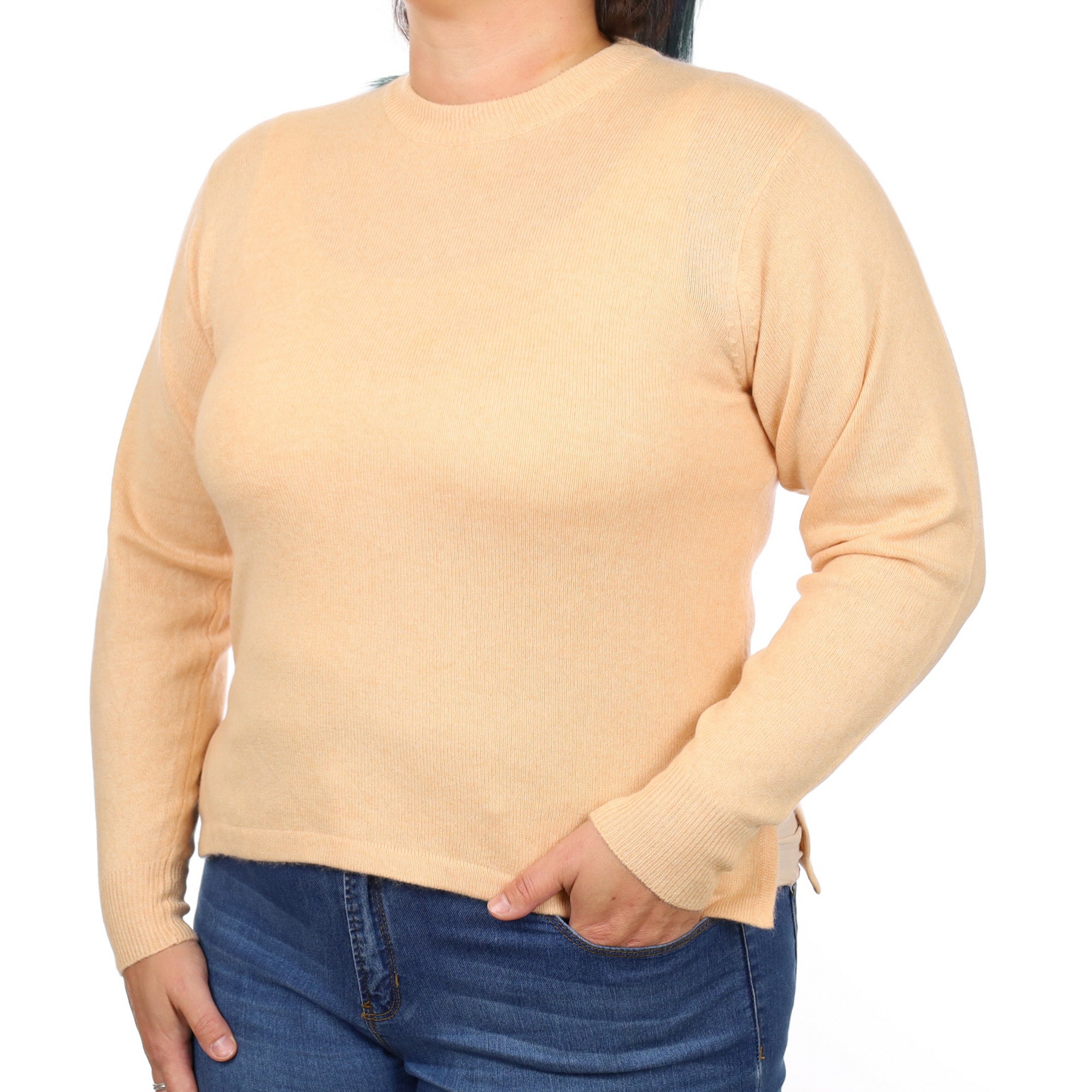 Pale Apricot Cashmere Crew Neck Jumper Large