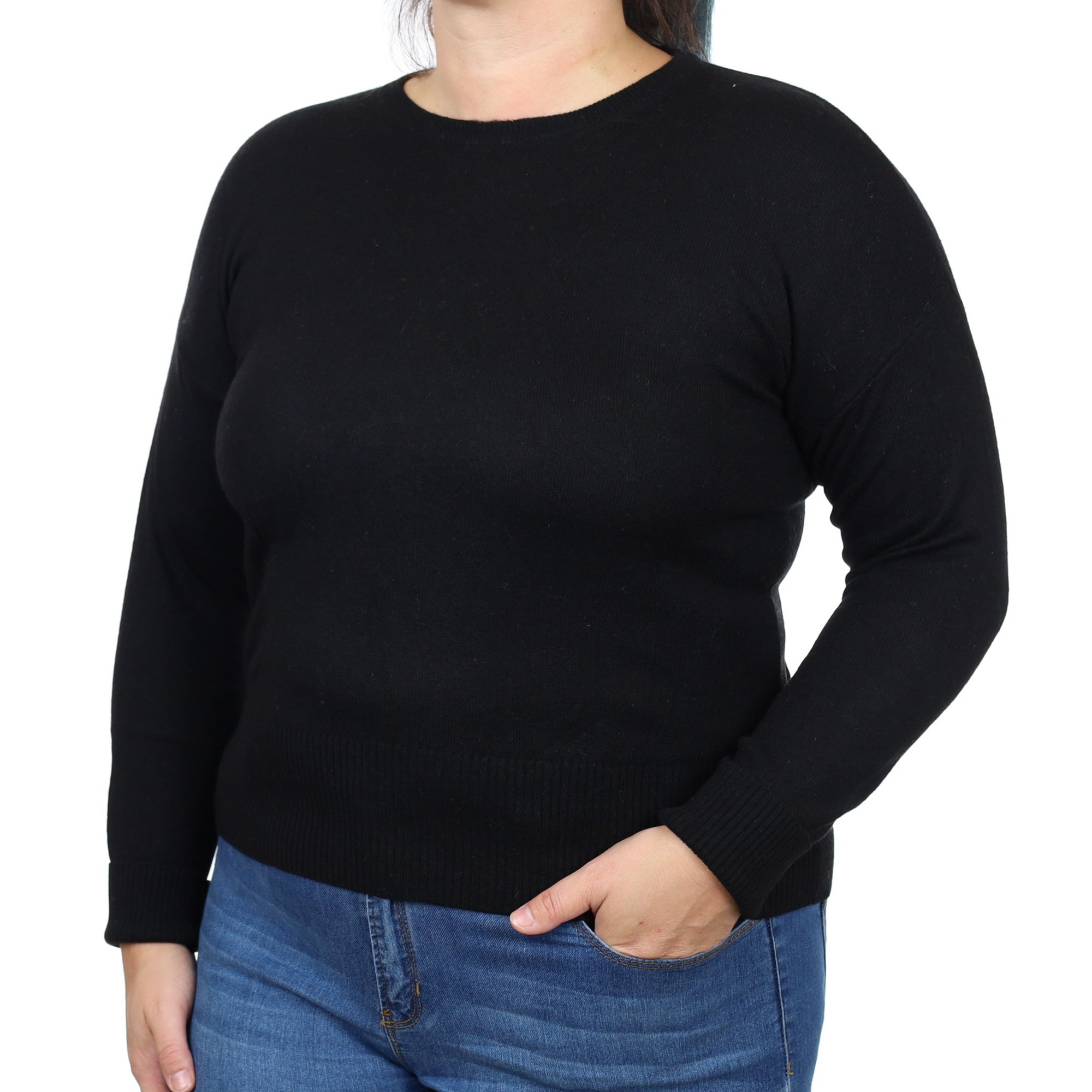 Black Cashmere Crew Neck Jumper Large