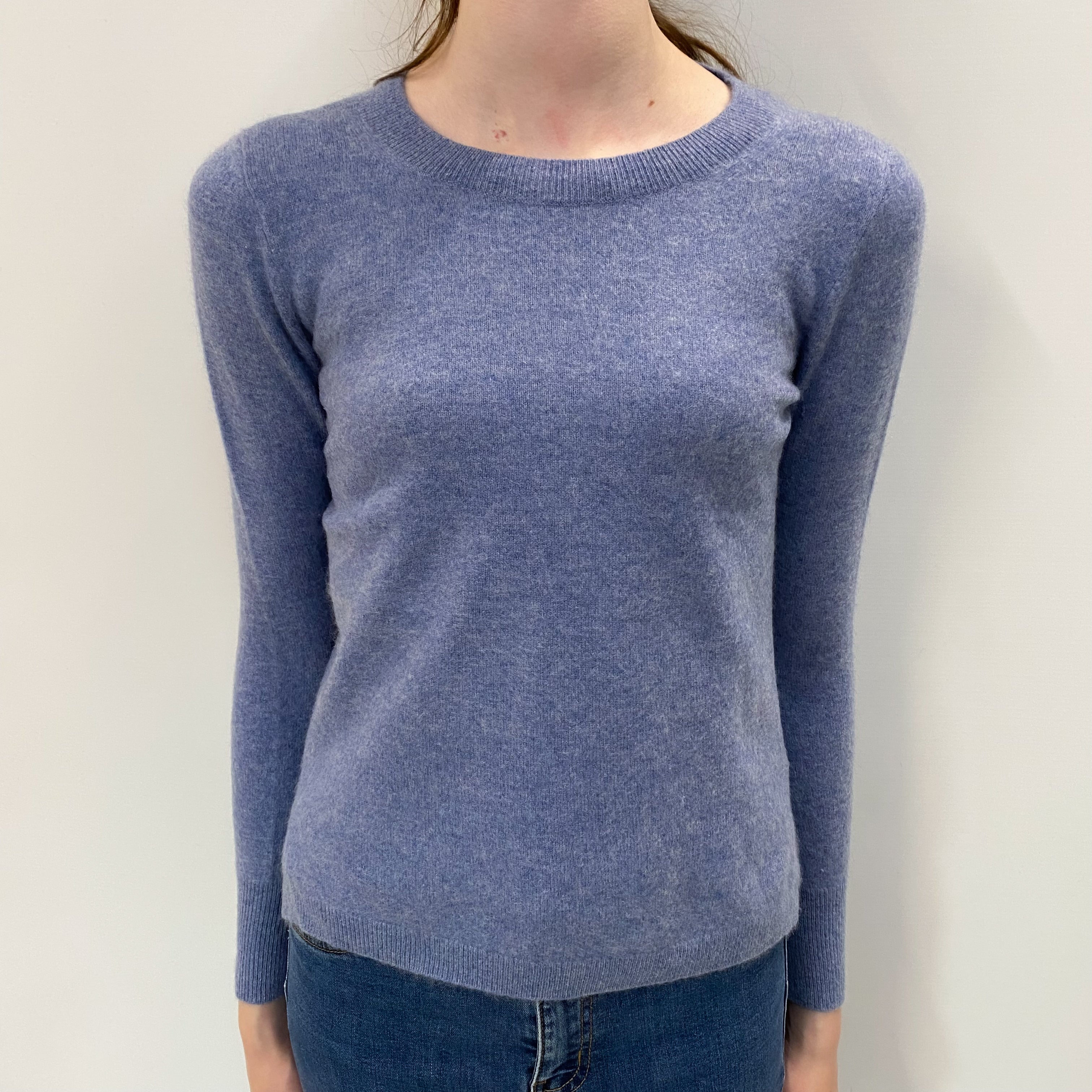 Denim Blue Cashmere Crew Neck Jumper Extra Small